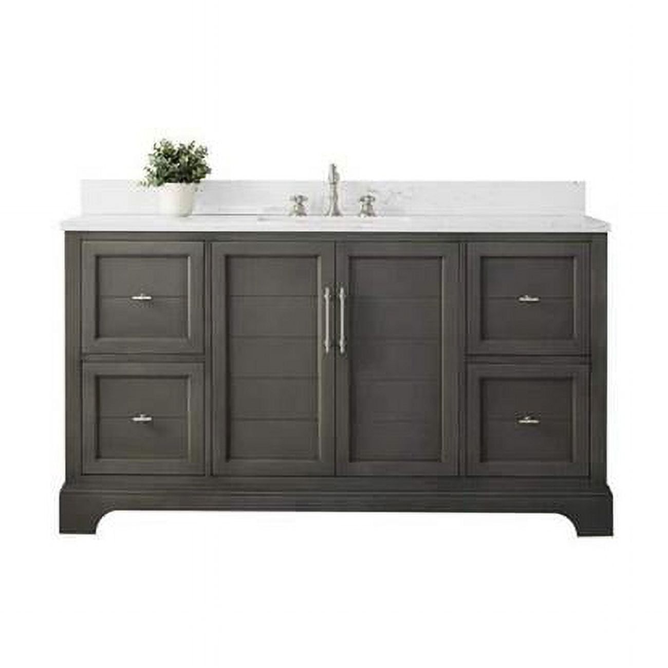 Silver Grey 60" Double Sink Bathroom Vanity with Quartz Top