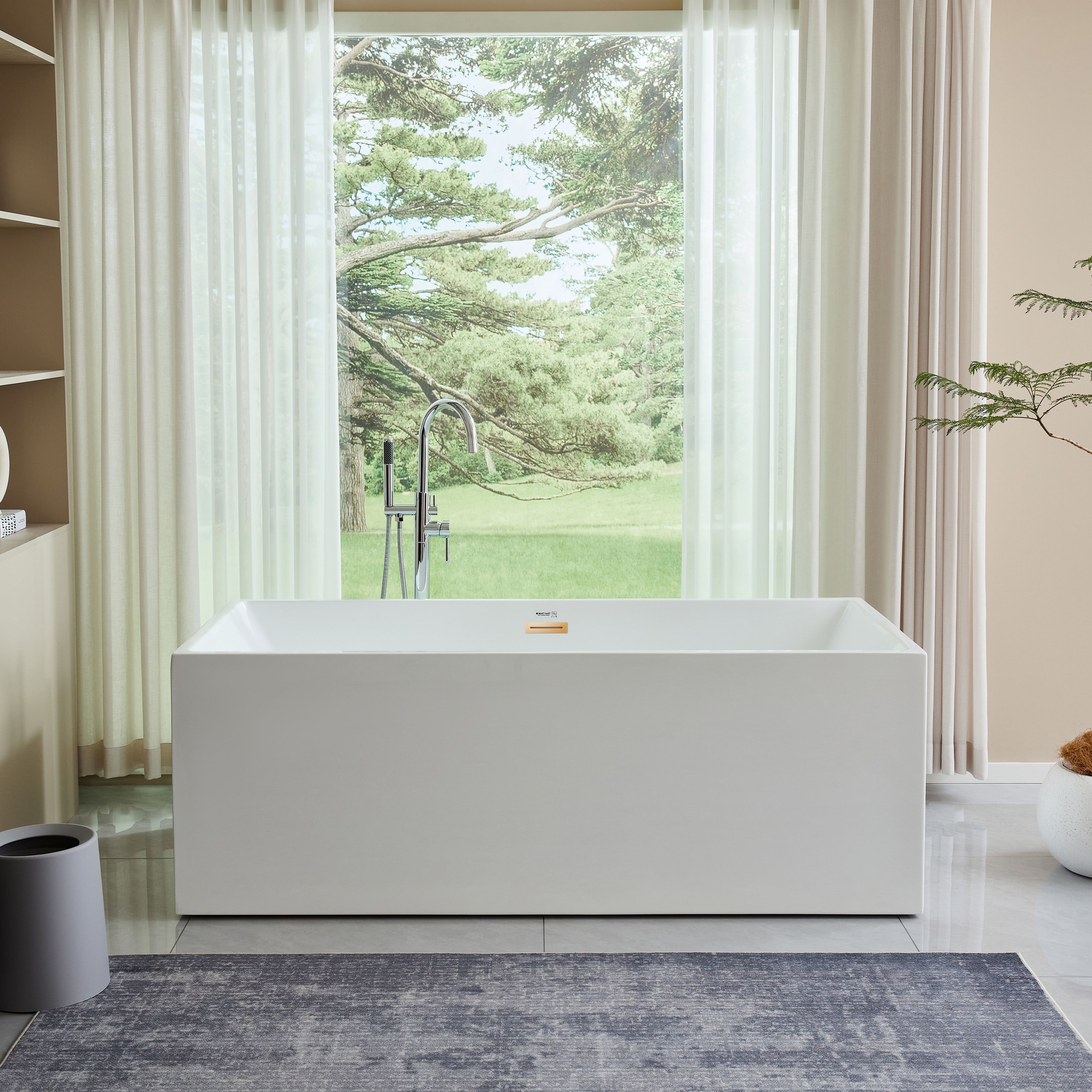 Vanity Art 67" White Acrylic Freestanding Soaking Bathtub