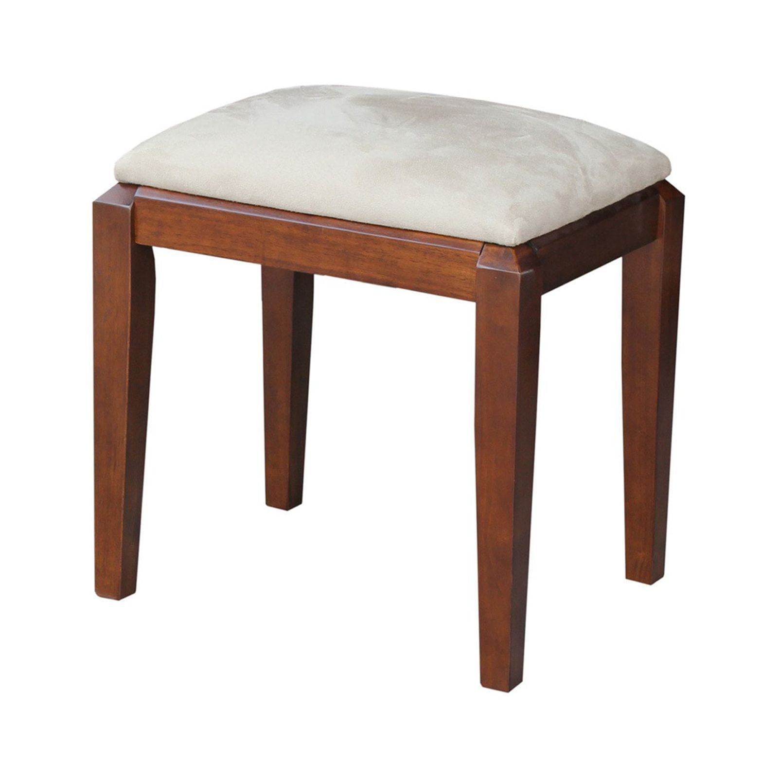 Espresso Brown Solid Wood Upholstered Vanity Bench