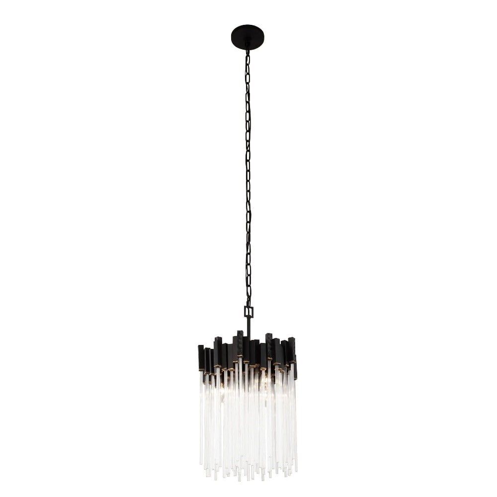 Matrix Matte Black and French Gold Glass Pendant Light