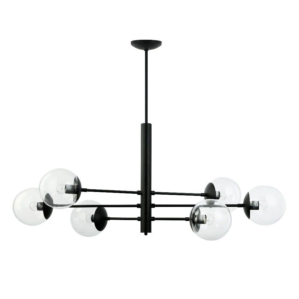 Black Mid-Century Modern Sputnik 6-Light Linear Pendant