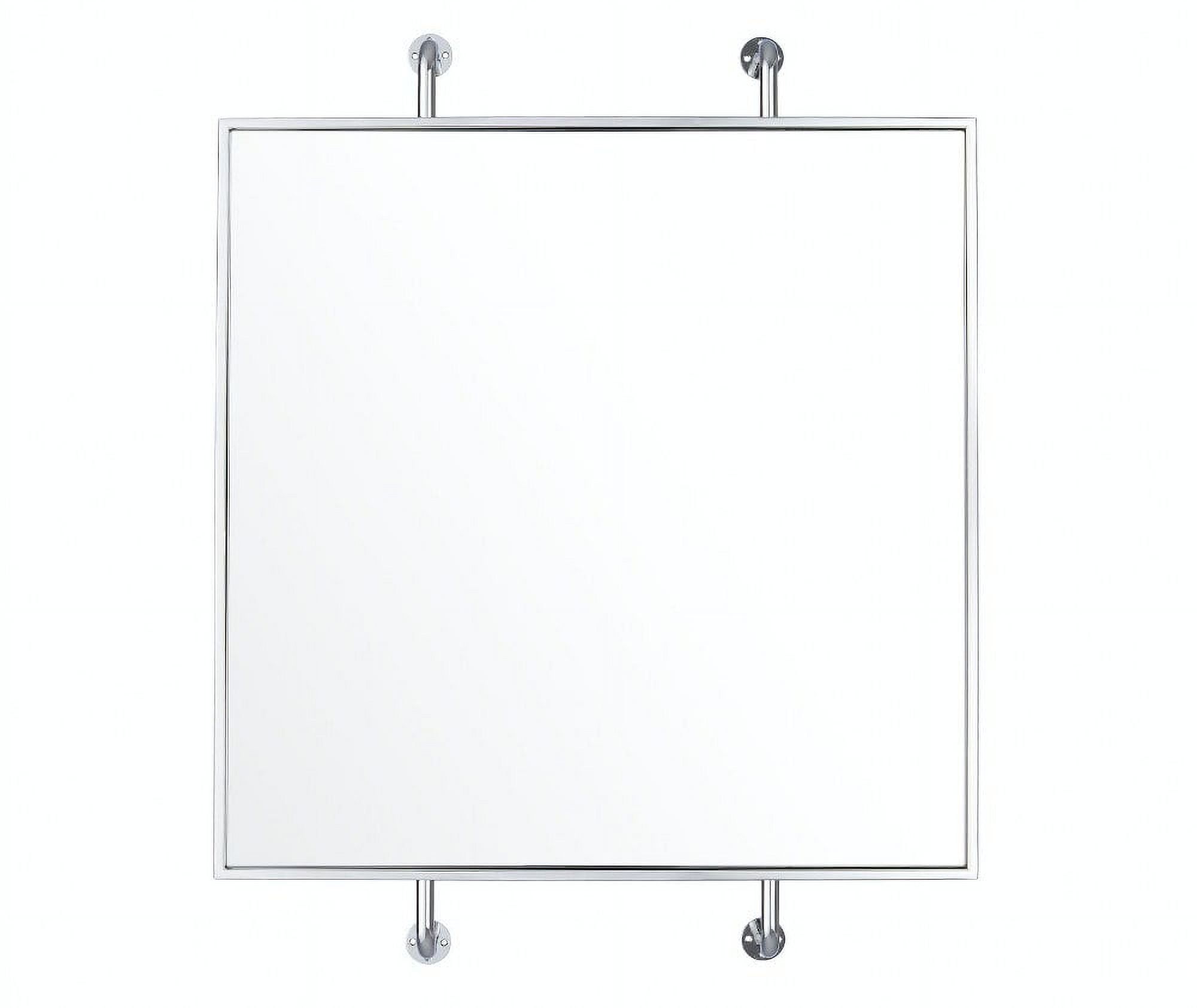 Tycho Industrial Rectangular Wall Mirror in Polished Nickel, 32x26"