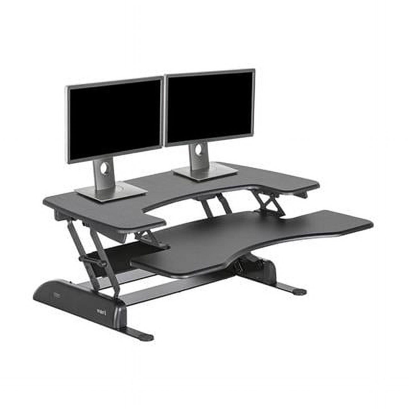 Black Electric Adjustable Standing Desk Converter with Keyboard Shelf