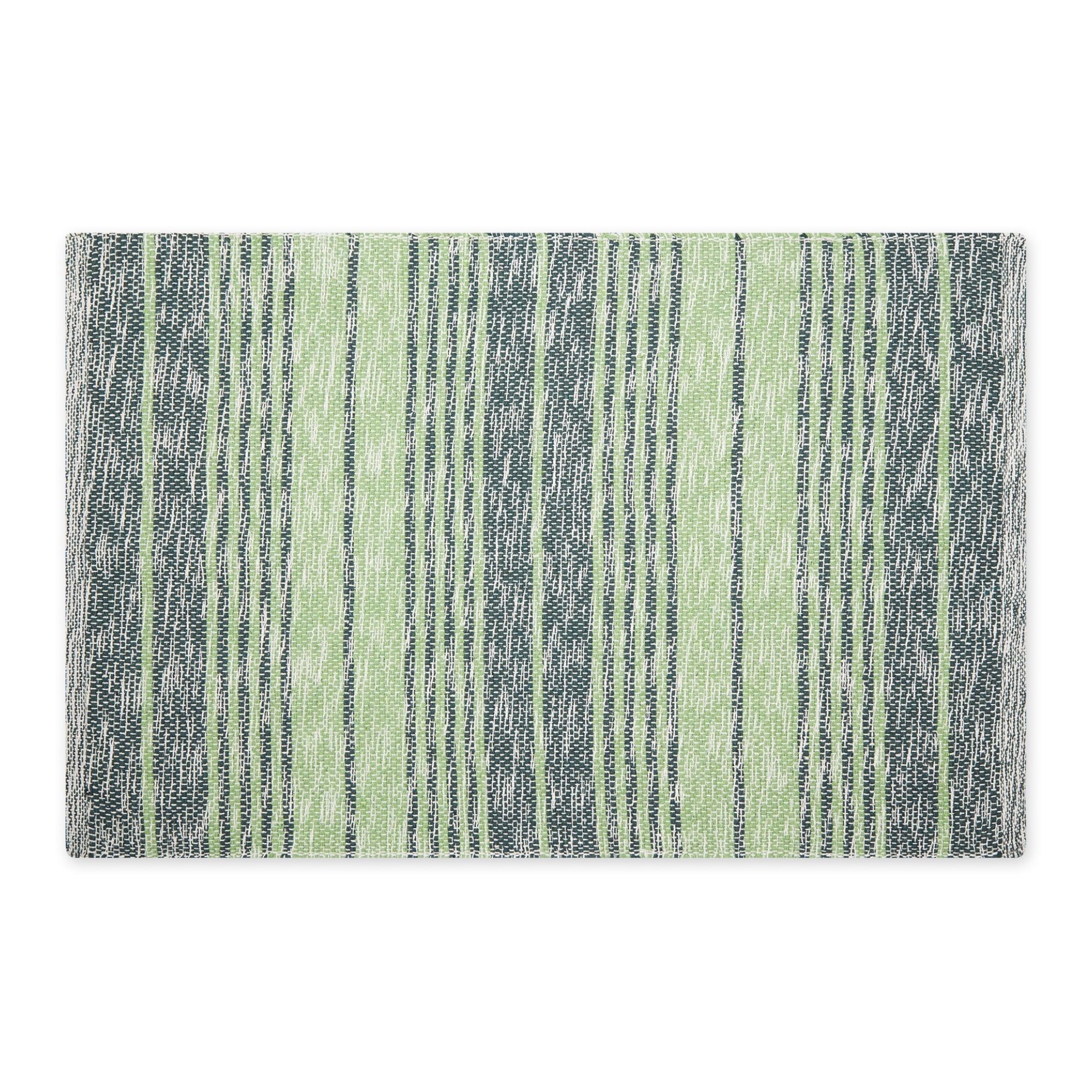 Hunter Green and Light Green Handwoven Recycled Cotton Rug 2x3 Ft