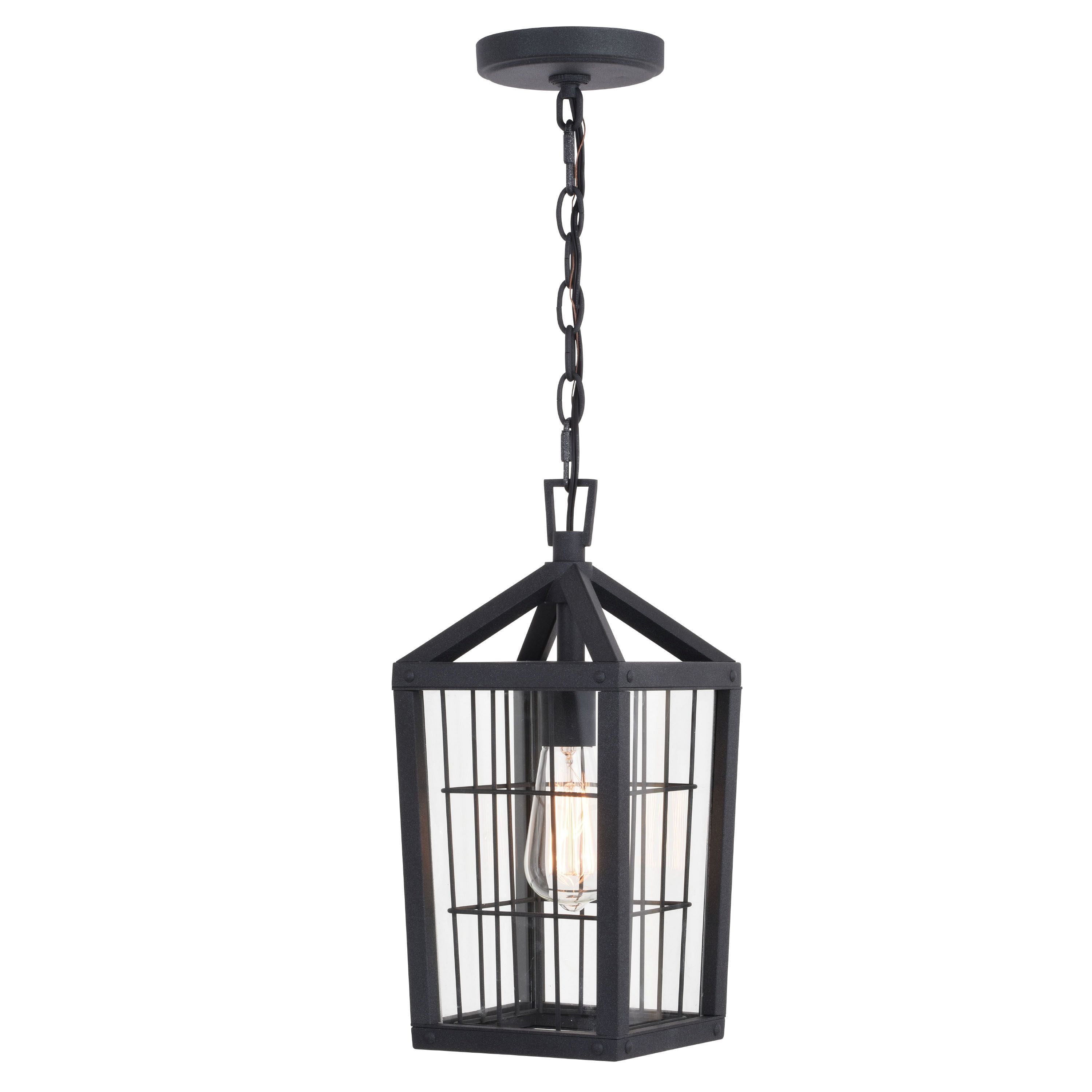 Volcanic Black Glass Mini Farmhouse Outdoor Pendant Light