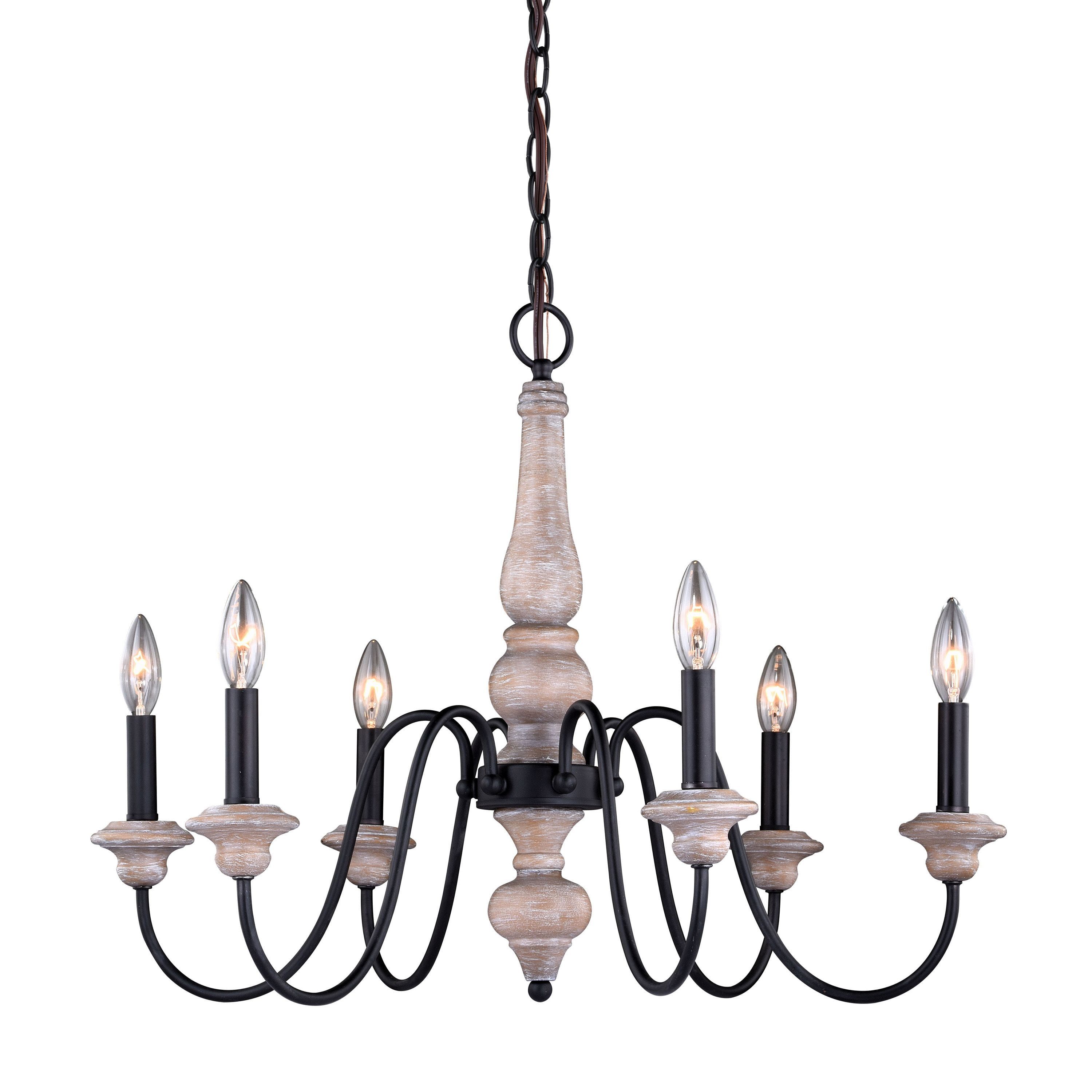 Georgetown 6-Light Vintage Ash and Bronze Chandelier