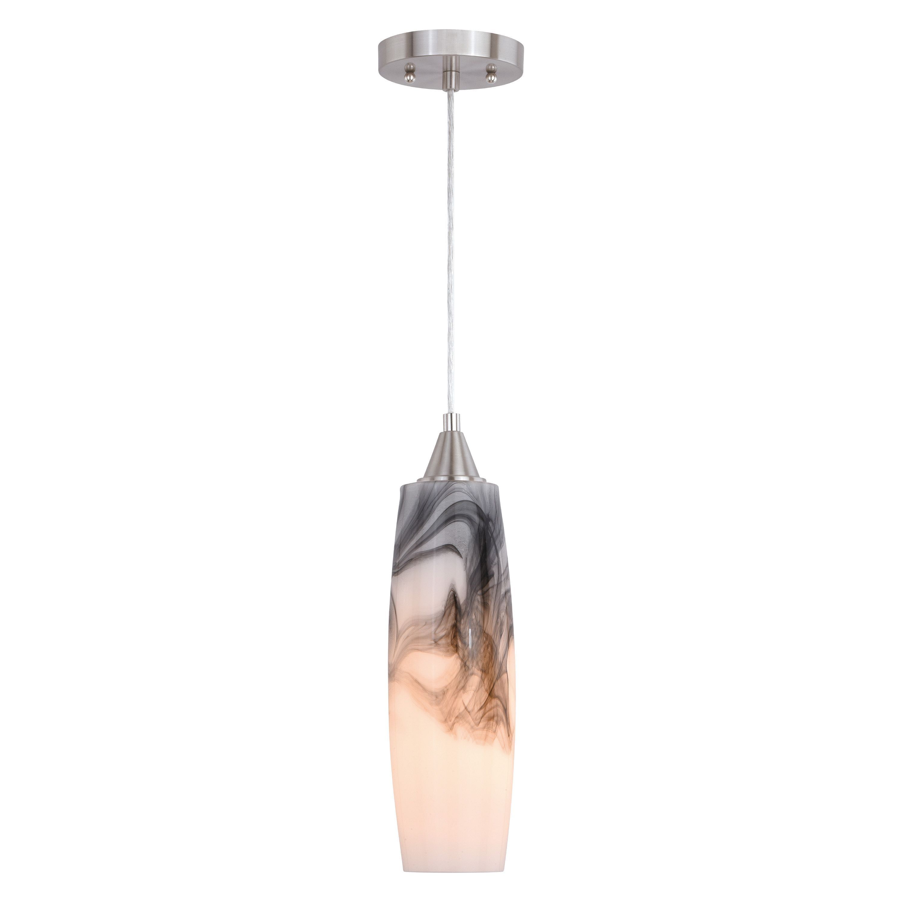 Milano Satin Nickel Mini Pendant Light with Hand-Blown Glass