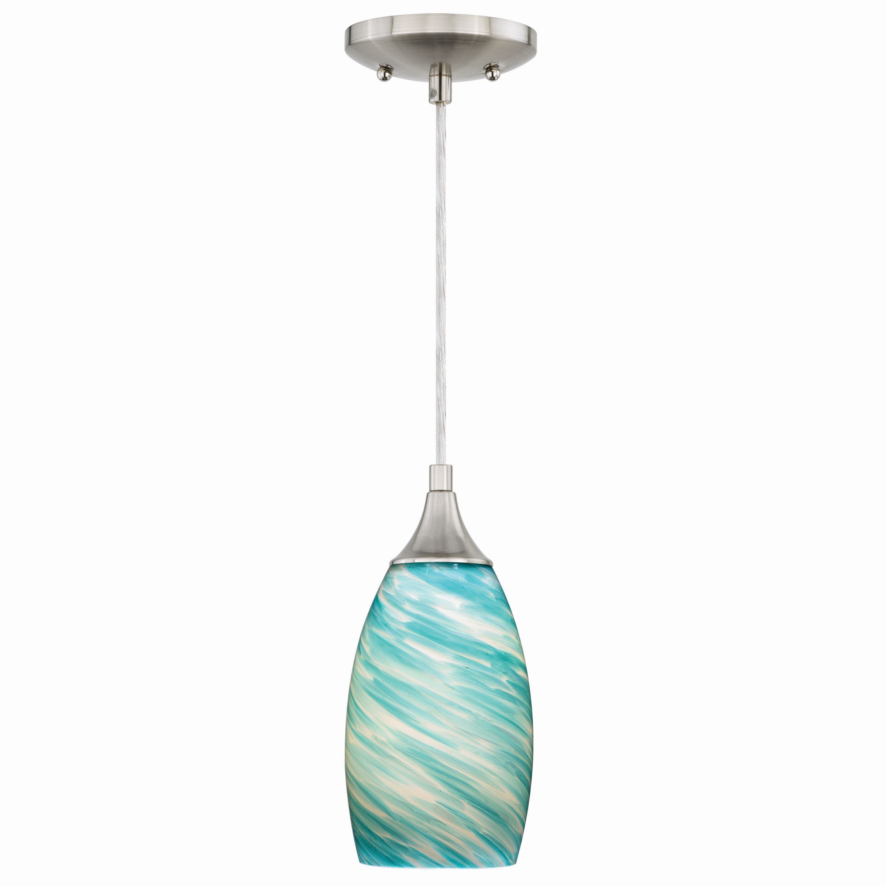 Caribbean Celeste Wave Satin Nickel Mini Globe Pendant Light