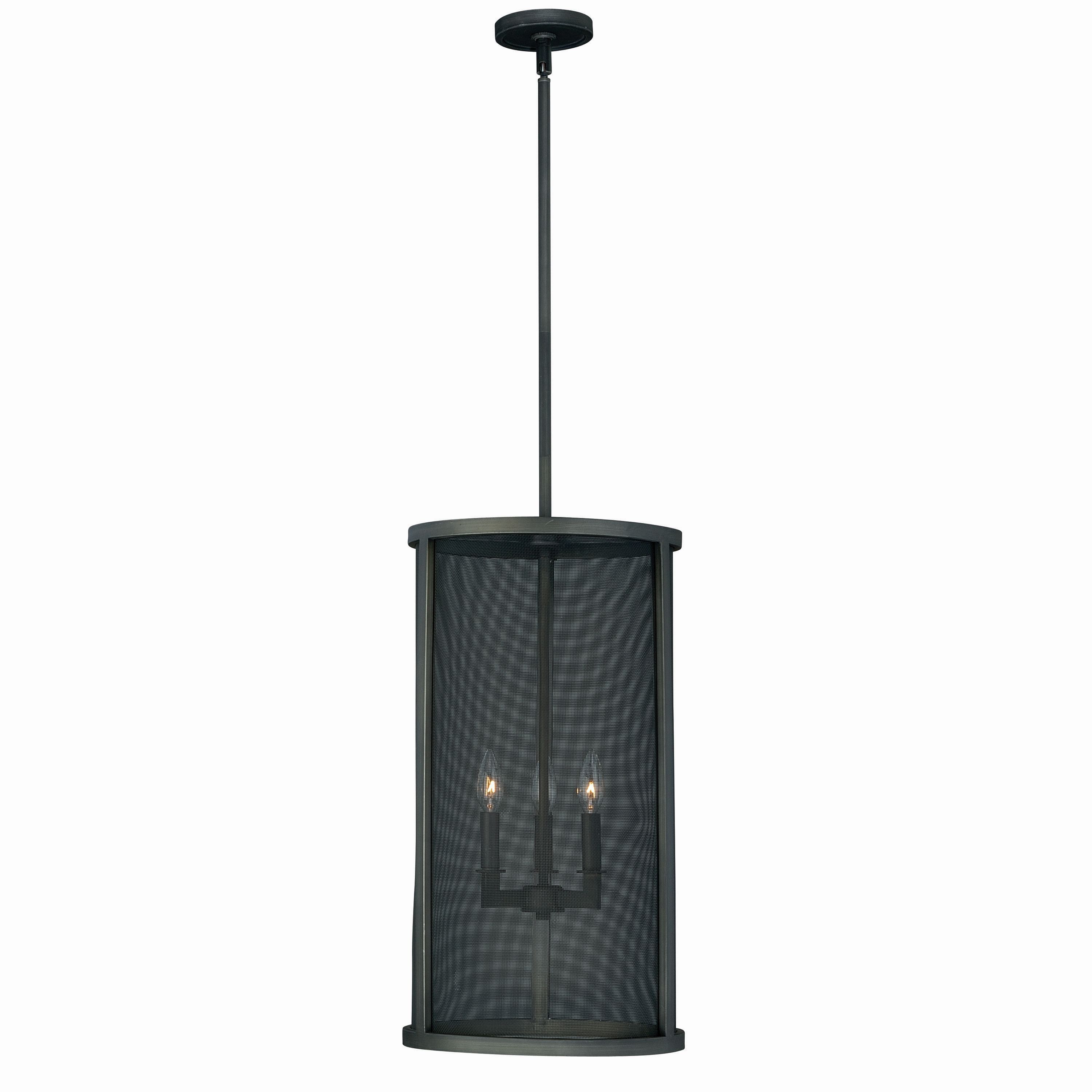 Wicker Park Warm Pewter 13" Industrial Drum Pendant Light