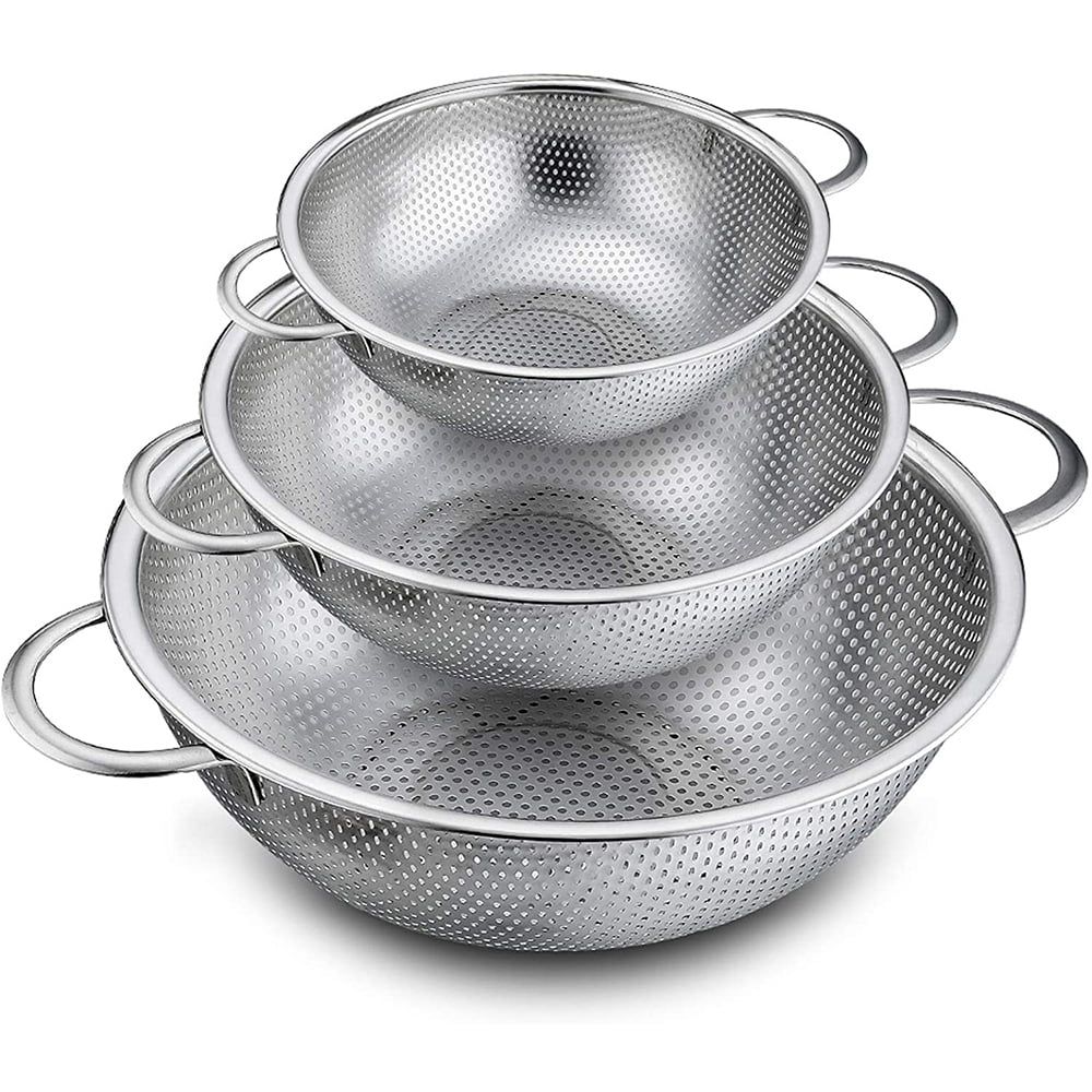 Stainless Steel Micro-Perforated Colander Set, 1/3/5 Quart