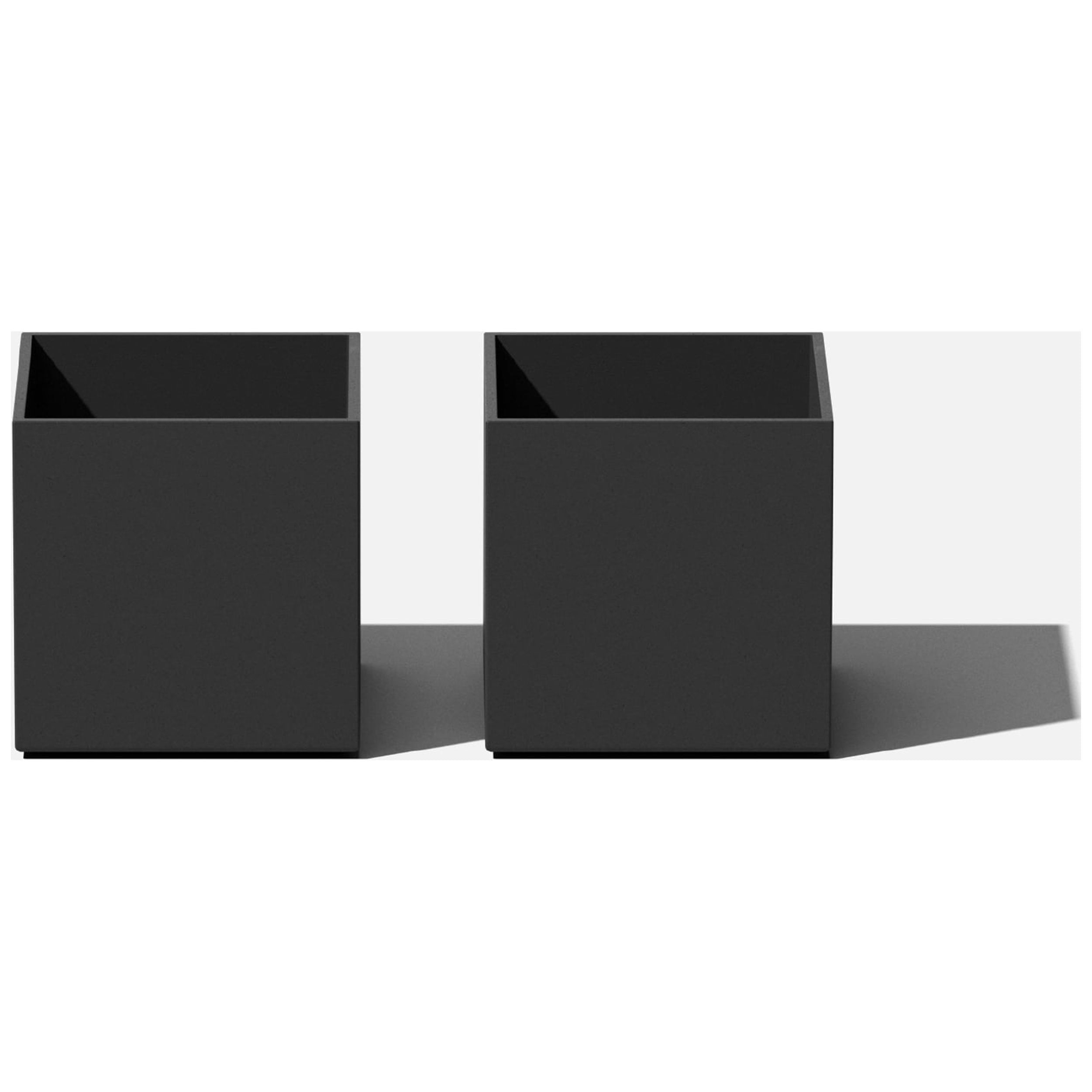 Veradek 5" Black Plastic-Stone Cube Planter Set