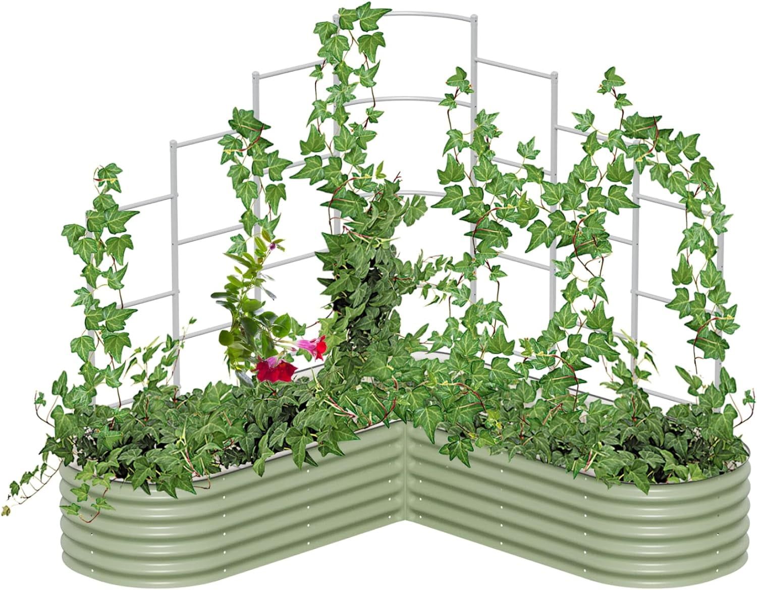 Modular Metal Trellis System for L-Shaped Garden Beds