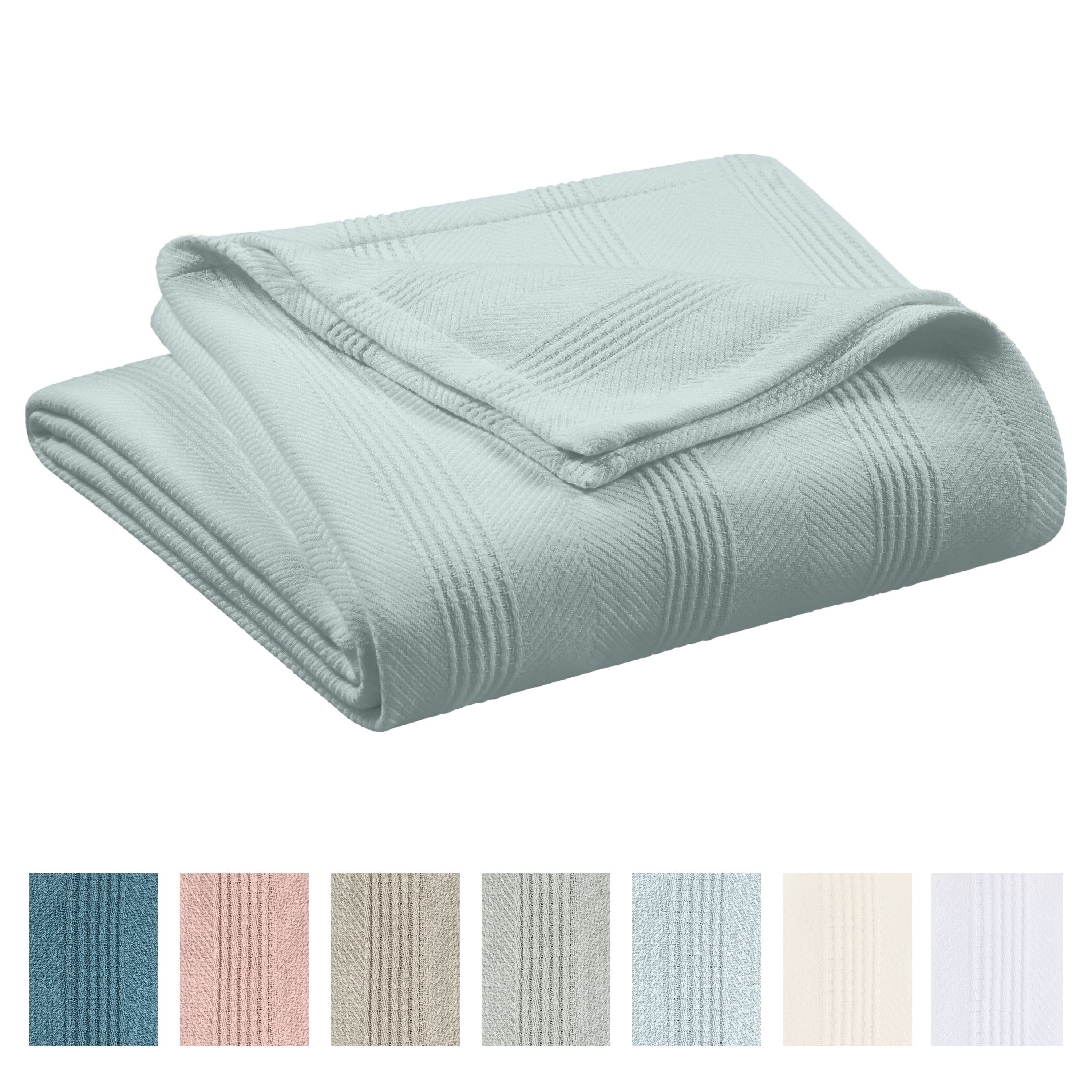 Light Blue King Size Cotton Knitted Throw Blanket