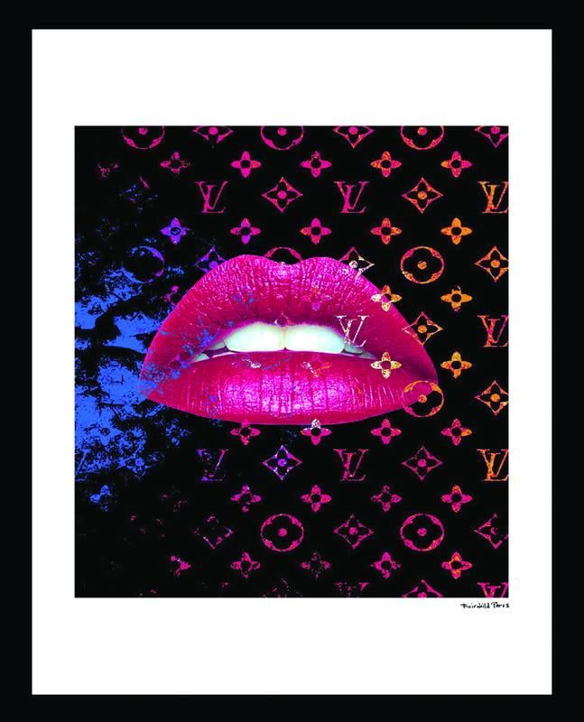 Hot Pink Glam Lips 14x18 Framed Fashion Print