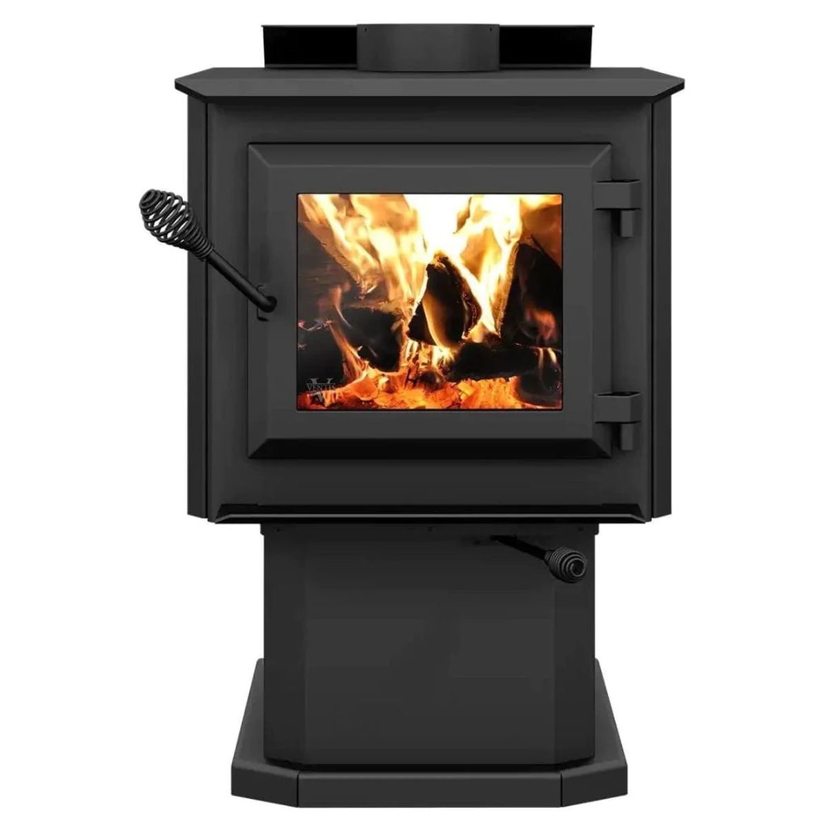 Ventis Black Steel Wood Burning Stove with Blower