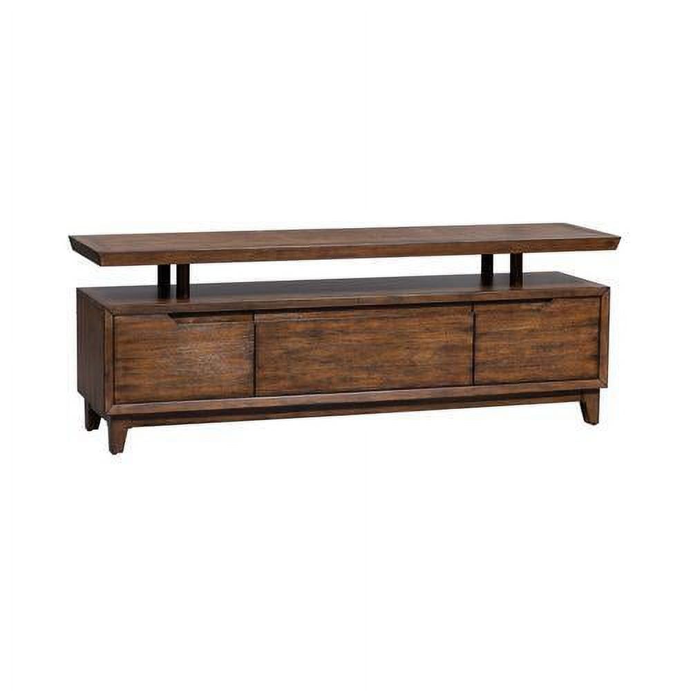 Ventura 72" Dark Brown Rubberwood TV Console with Cabinet