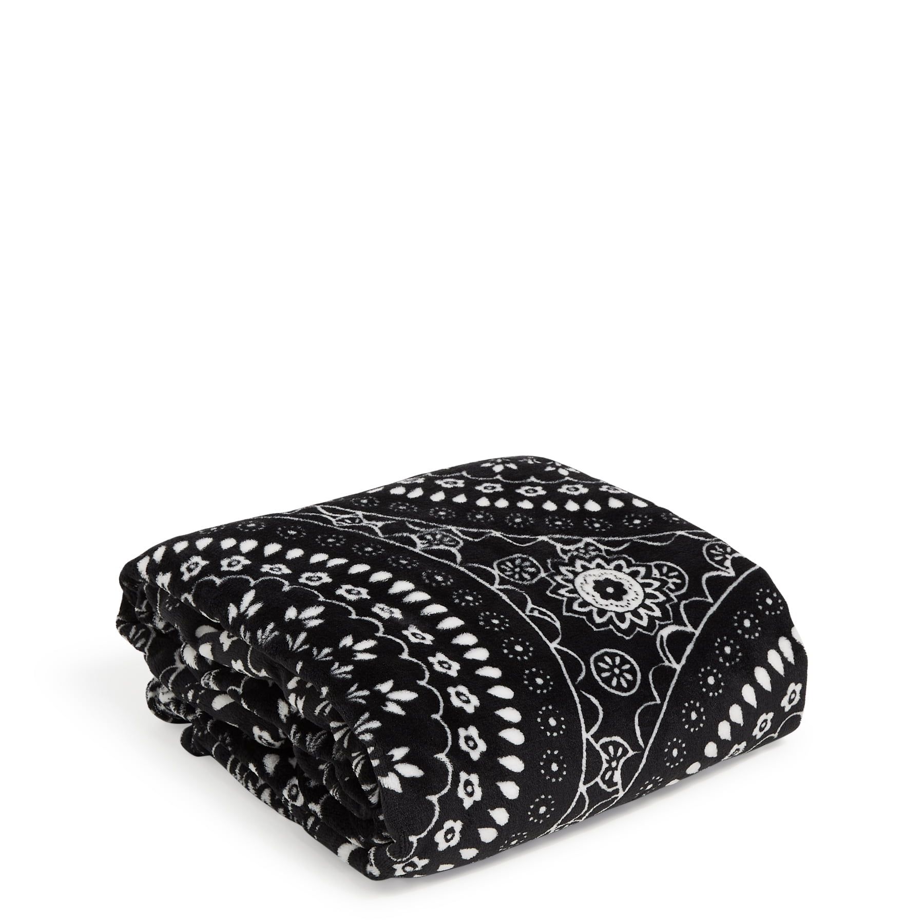 Luxurious Fleece Plush Throw Blanket in Black Bandana Medallion