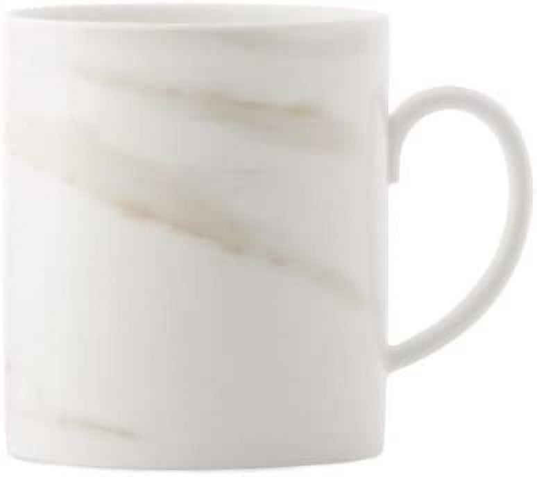 White Ceramic Marble-Style Microwave Safe Mug