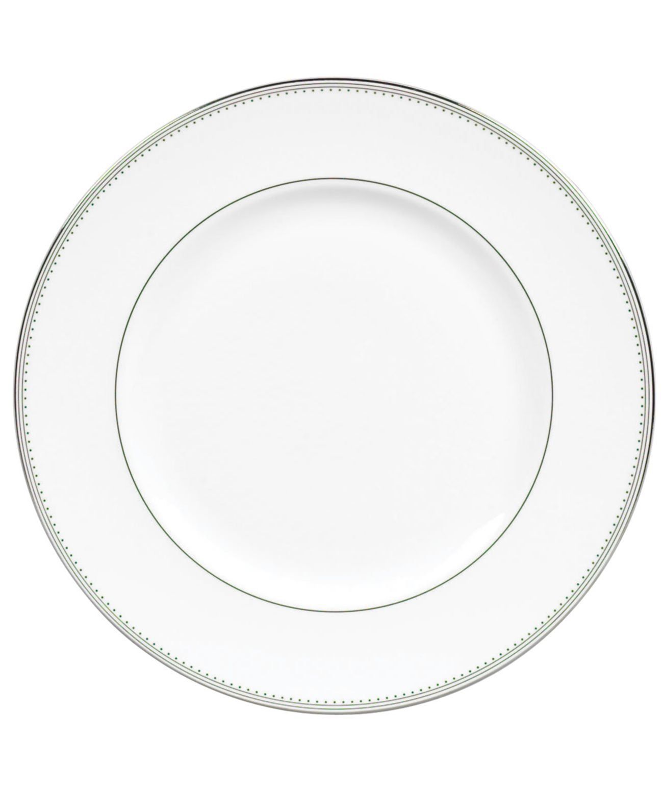 Elegant White Porcelain Dinner Plate with Silver Trim