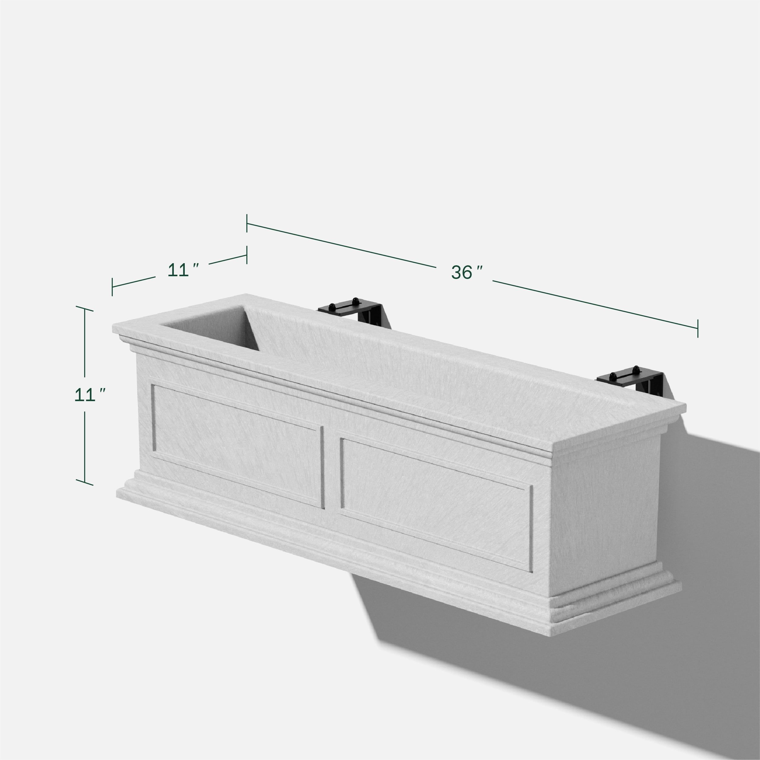 Brixton Estate-Inspired 36" Gray Polypropylene Railing Planter, 2-Pack