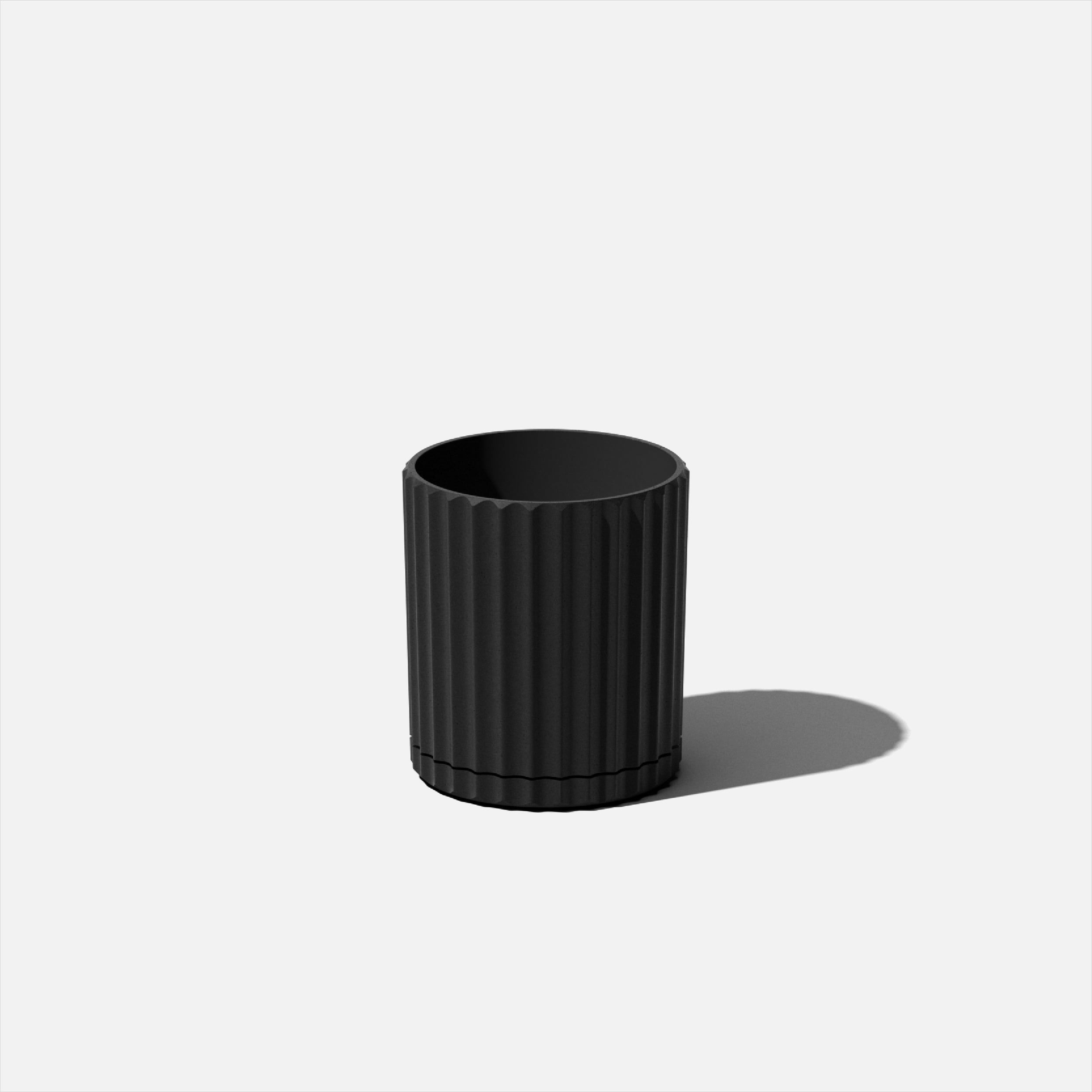 Demi 6" Black Plastic-Stone Fluted Planter