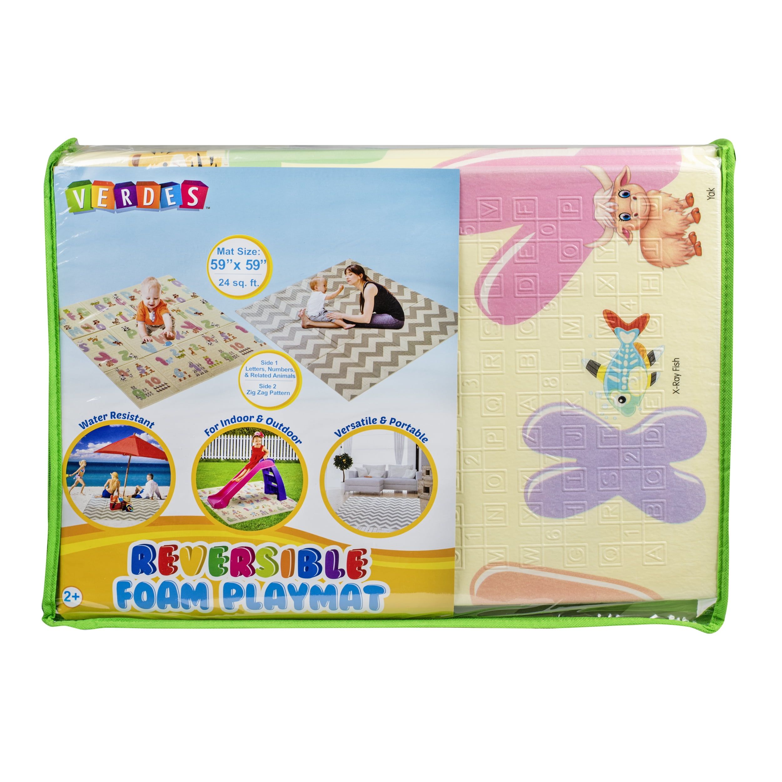 Verdes Jumbo Reversible Foam Playmat with ABC and Stripe Pattern