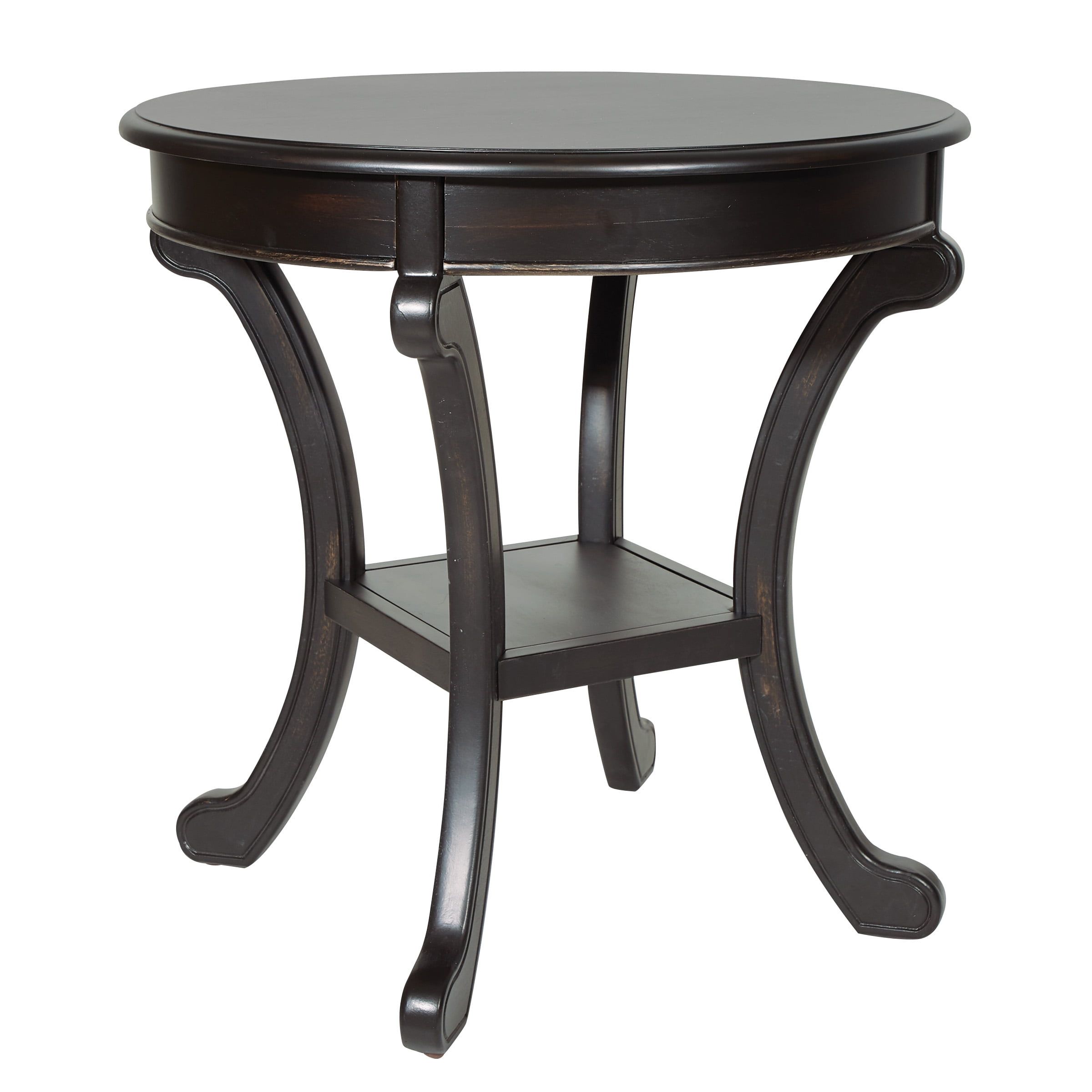 Vermont Round Wood Accent Table in Antique Black