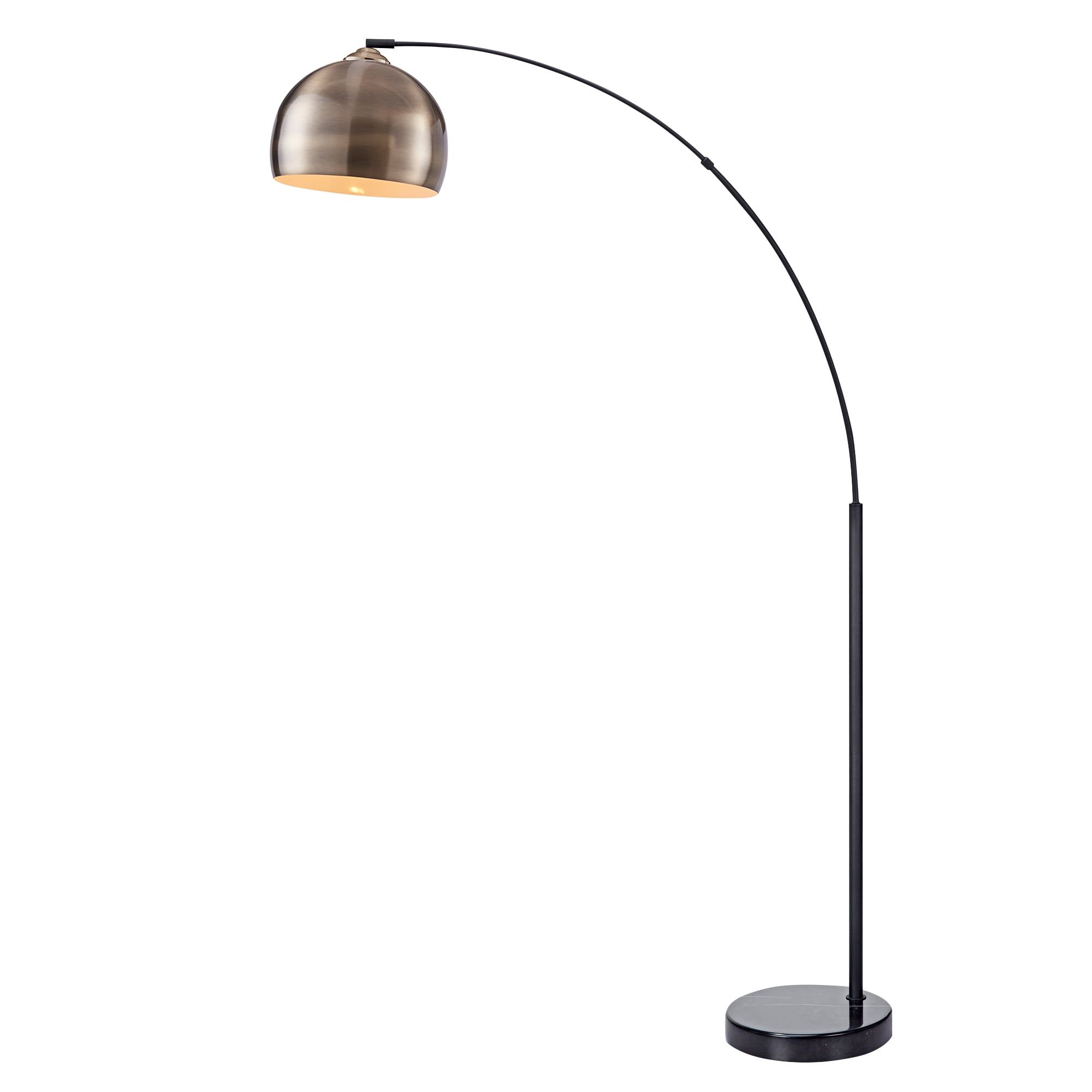 Kids' Outdoor 44" Arc Floor Lamp in Black with Antique Brass Shade