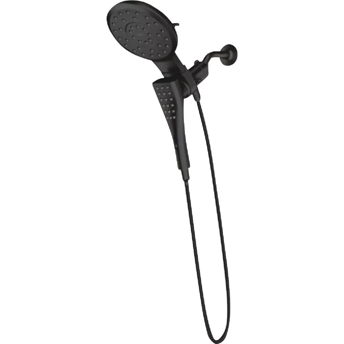 Matte Black Rain Showerhead and Handshower with Magnetix Docking