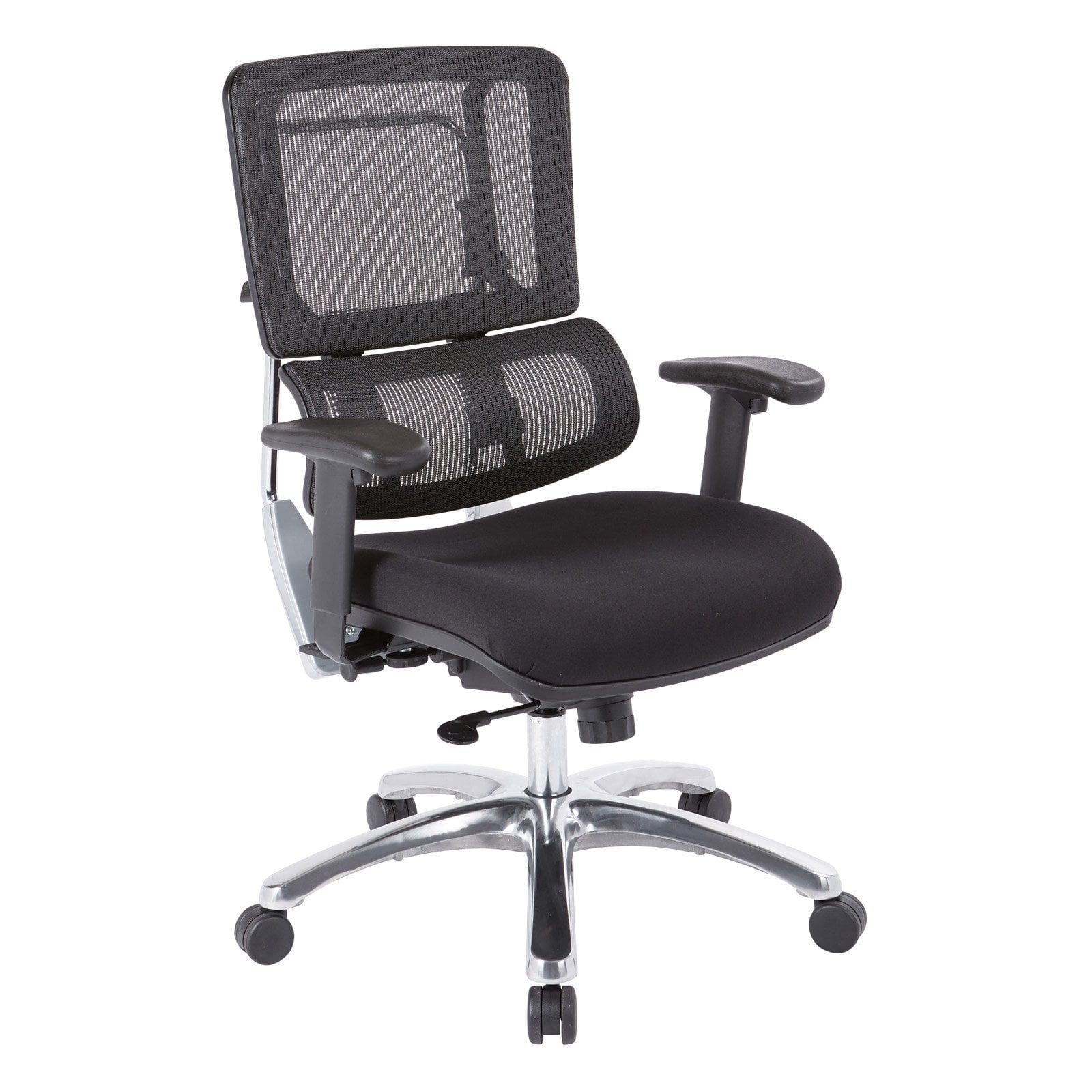 Executive Black Mesh and Fabric Swivel Office Chair with Adjustable Arms