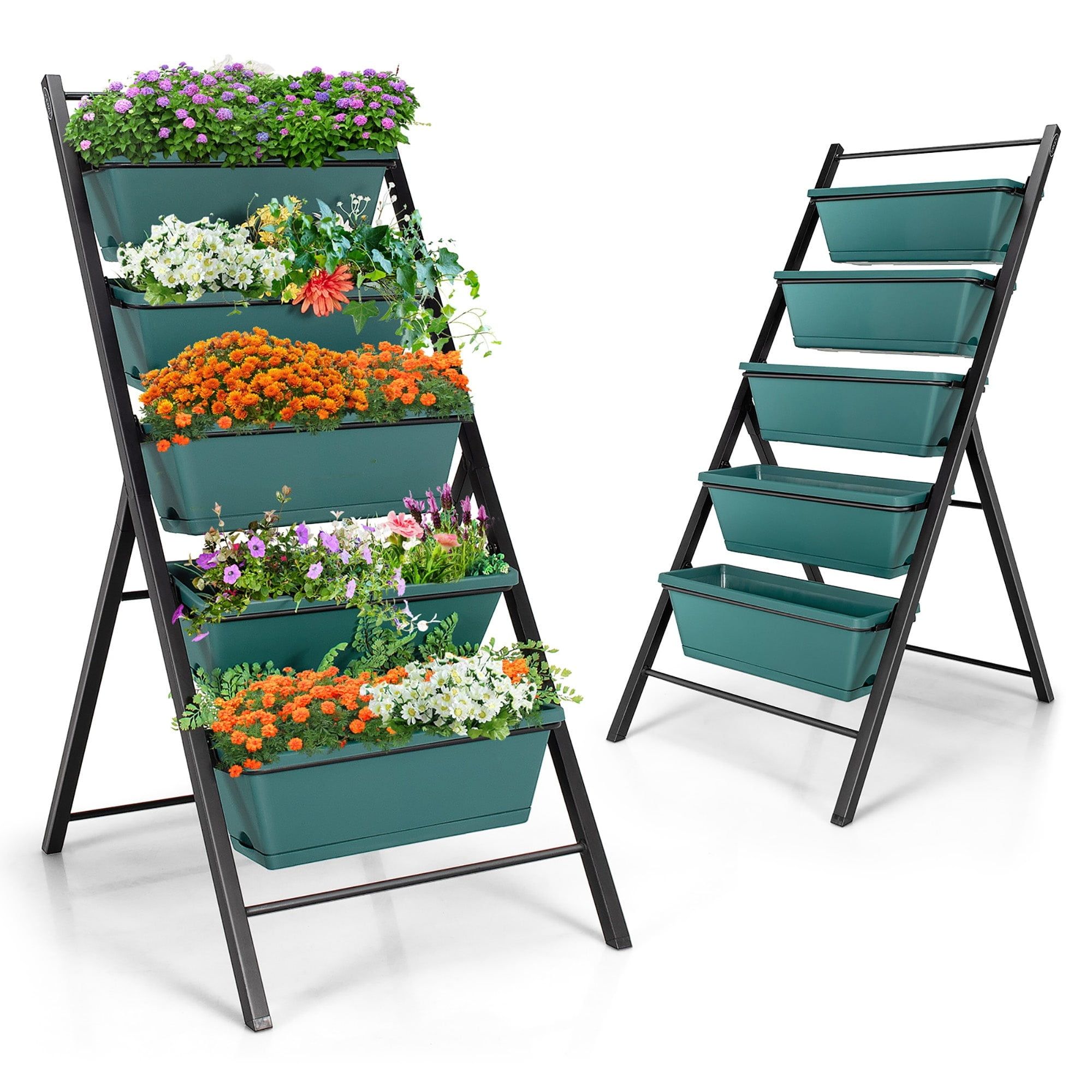 Green 5-Tier Vertical Planter with Iron Frame