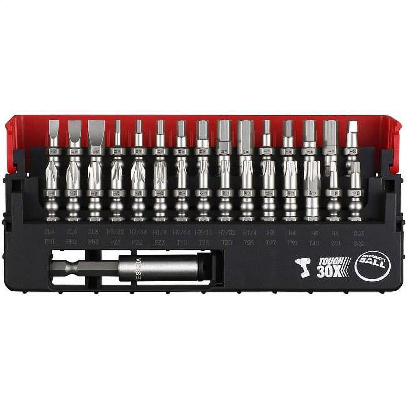 31-Piece Steel Metric Impact Ball Torsion Bit Set