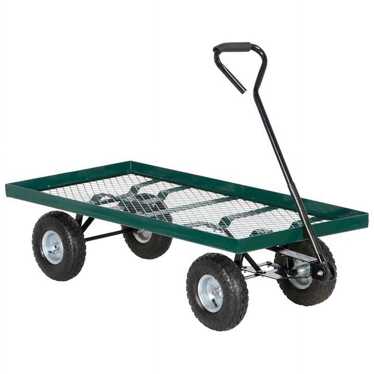 Green Steel Platform Dolly with Pneumatic Wheels