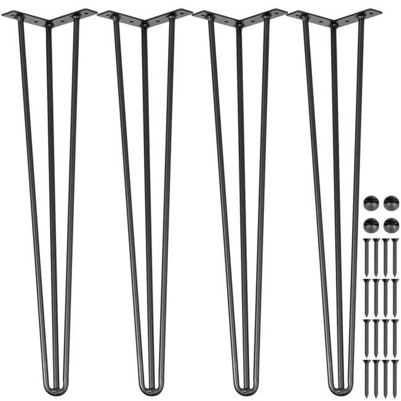 24-Inch Black Carbon Steel Hairpin Table Legs Set of 4