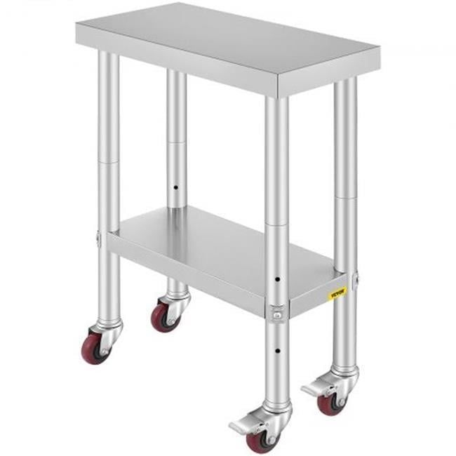 Stainless Steel Adjustable Height Work Table with Wheels