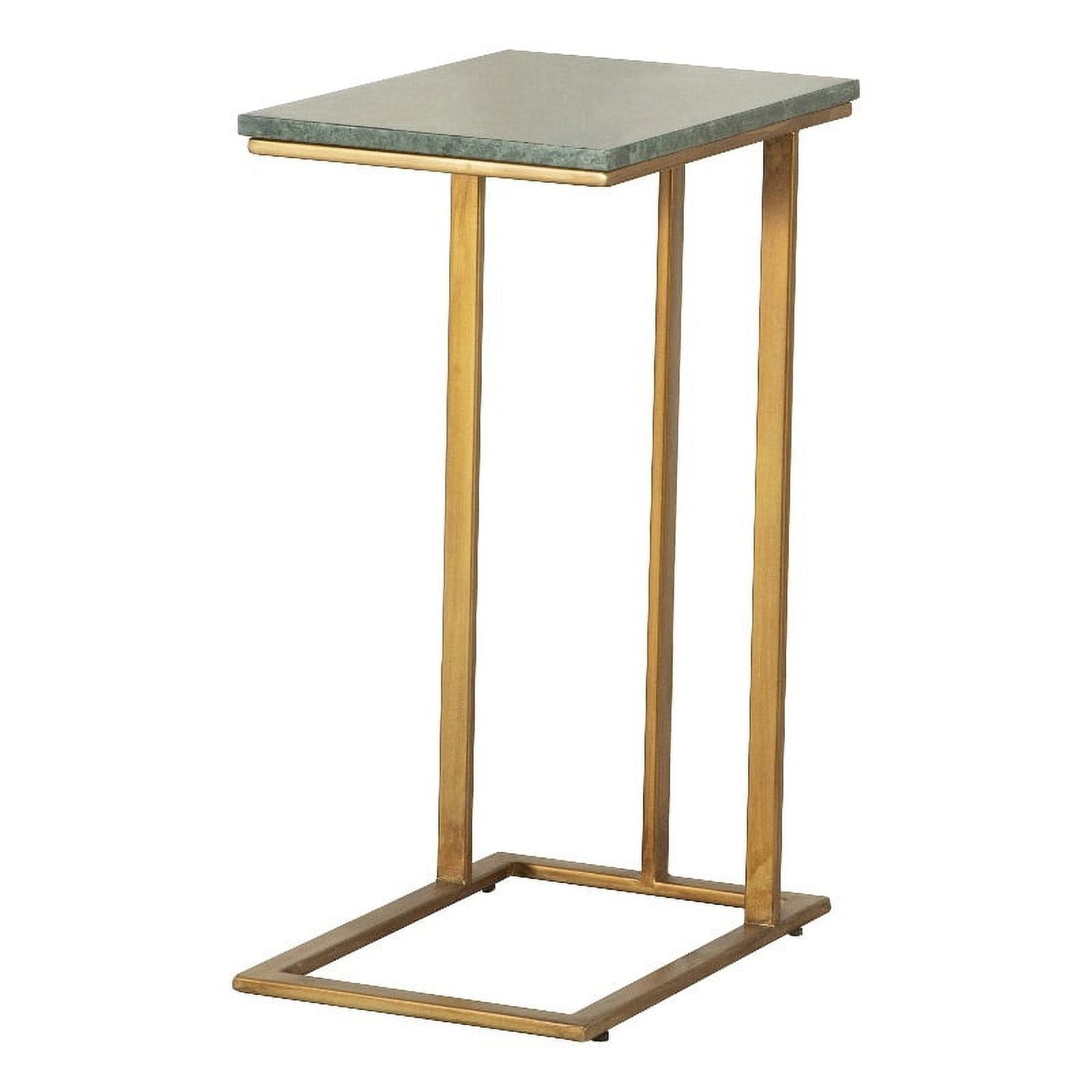 Green Marble Top Gold Iron Accent Table