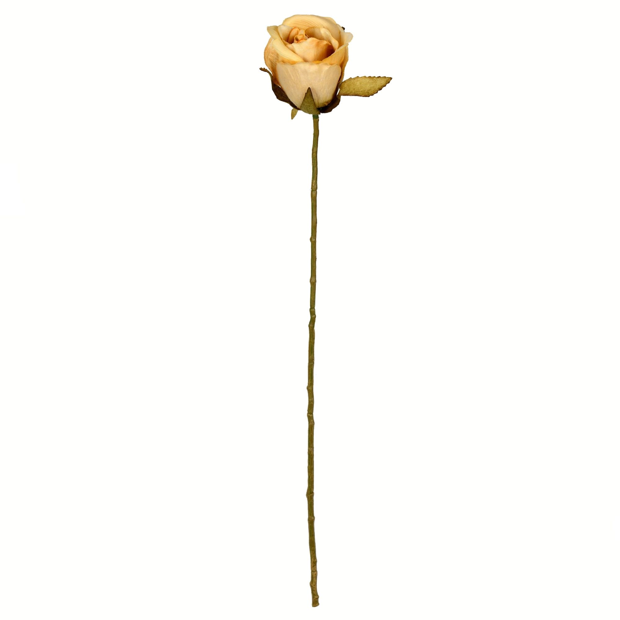 18" Mustard Artificial Rose Stem for Christmas Decor