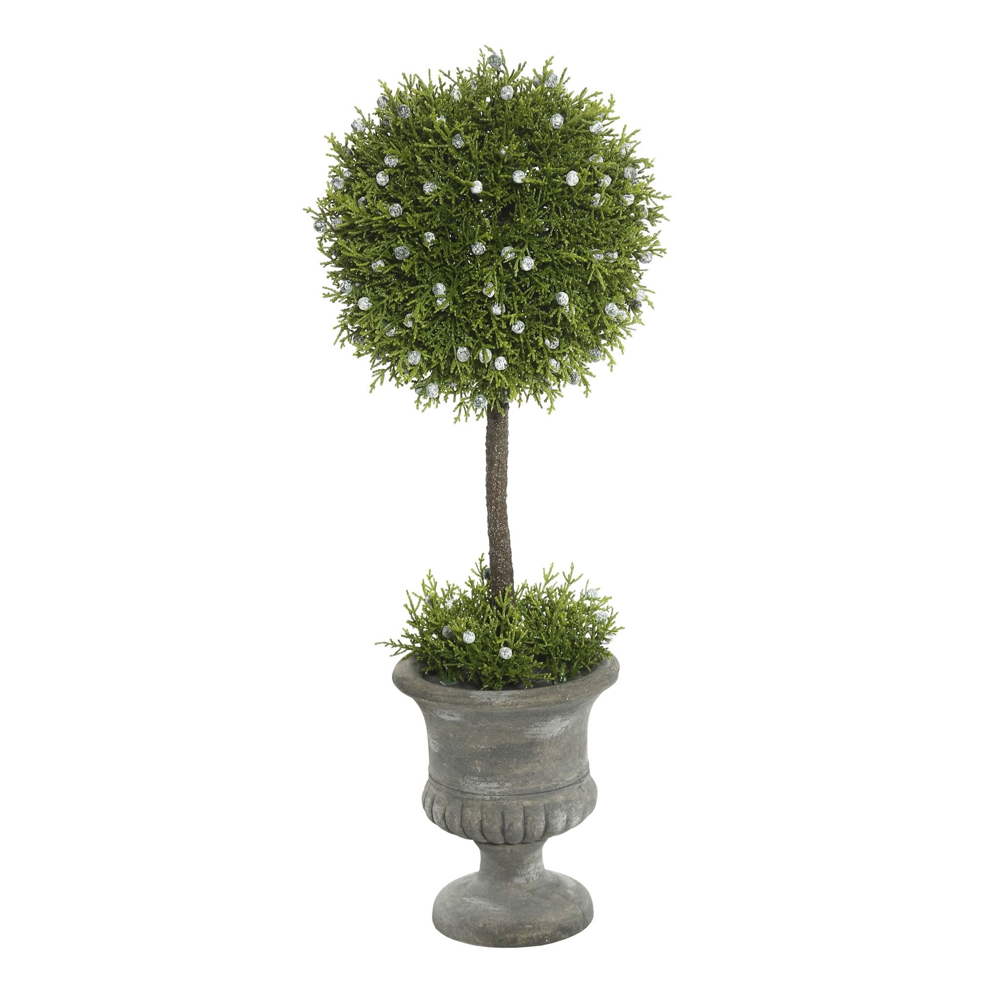 Evergreen Oregon Juniper 21" UV-Resistant Topiary in Faux Stone Container