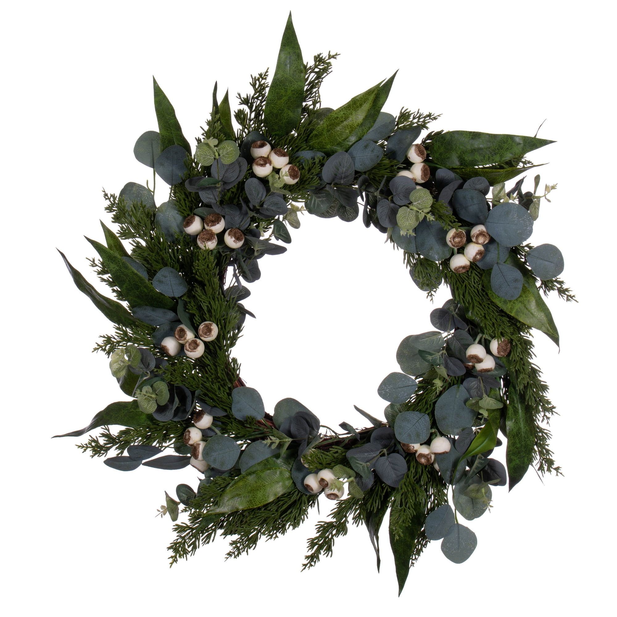 Lush Green 29" Artificial Eucalyptus Berry Outdoor Wreath