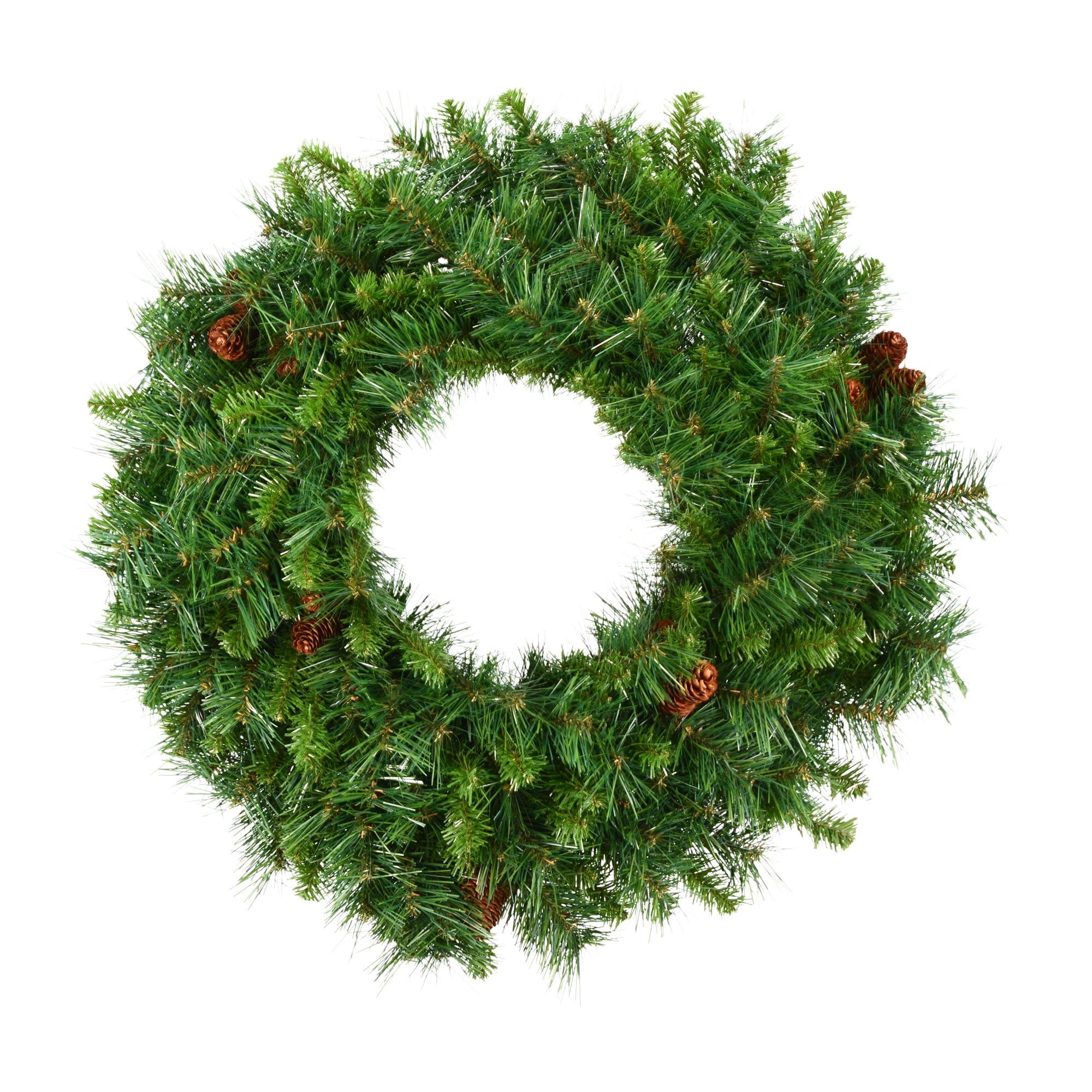 30" Green Pine Artificial Christmas Wreath with Pinecones