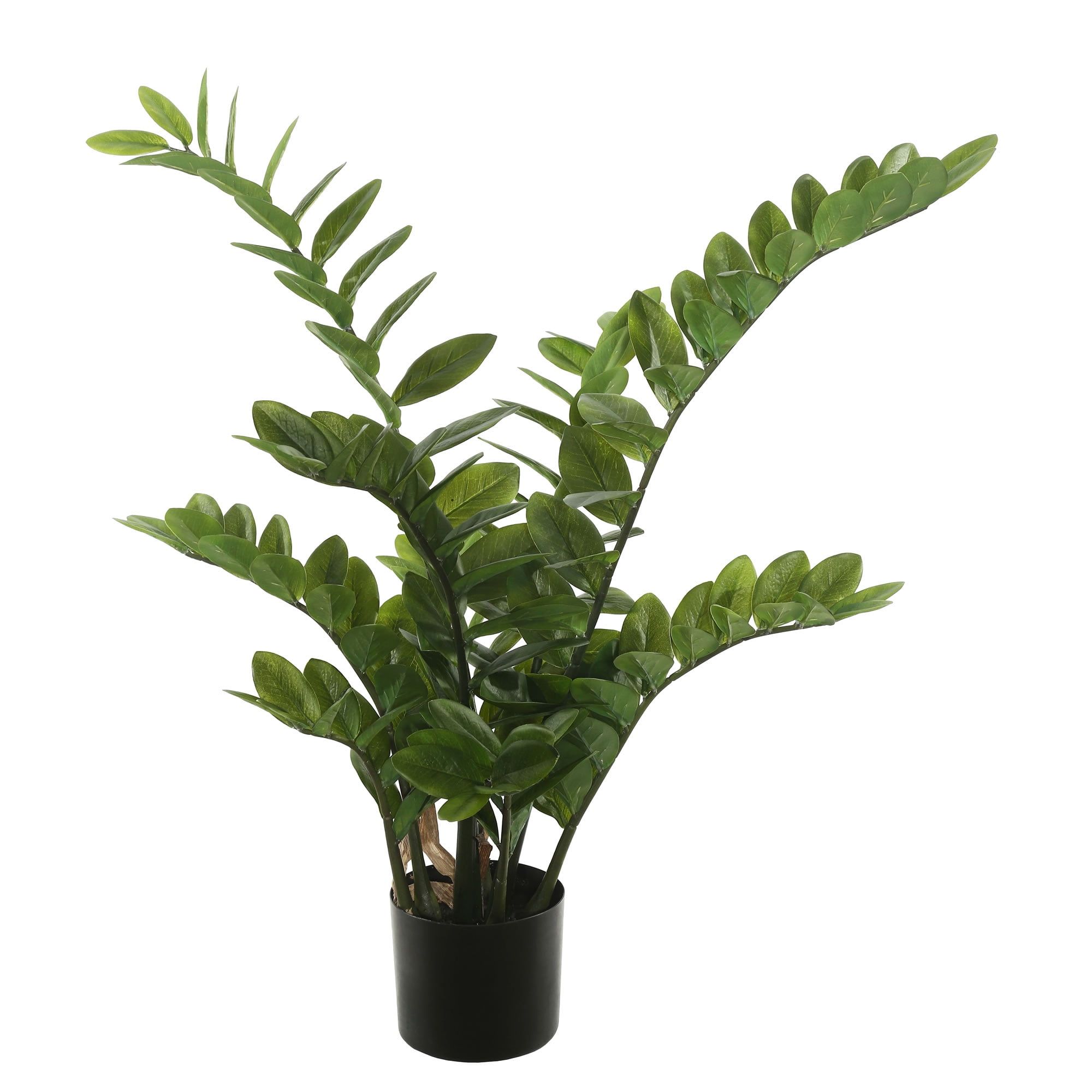 36" Green Plastic Potted Zamifolia Faux Bush