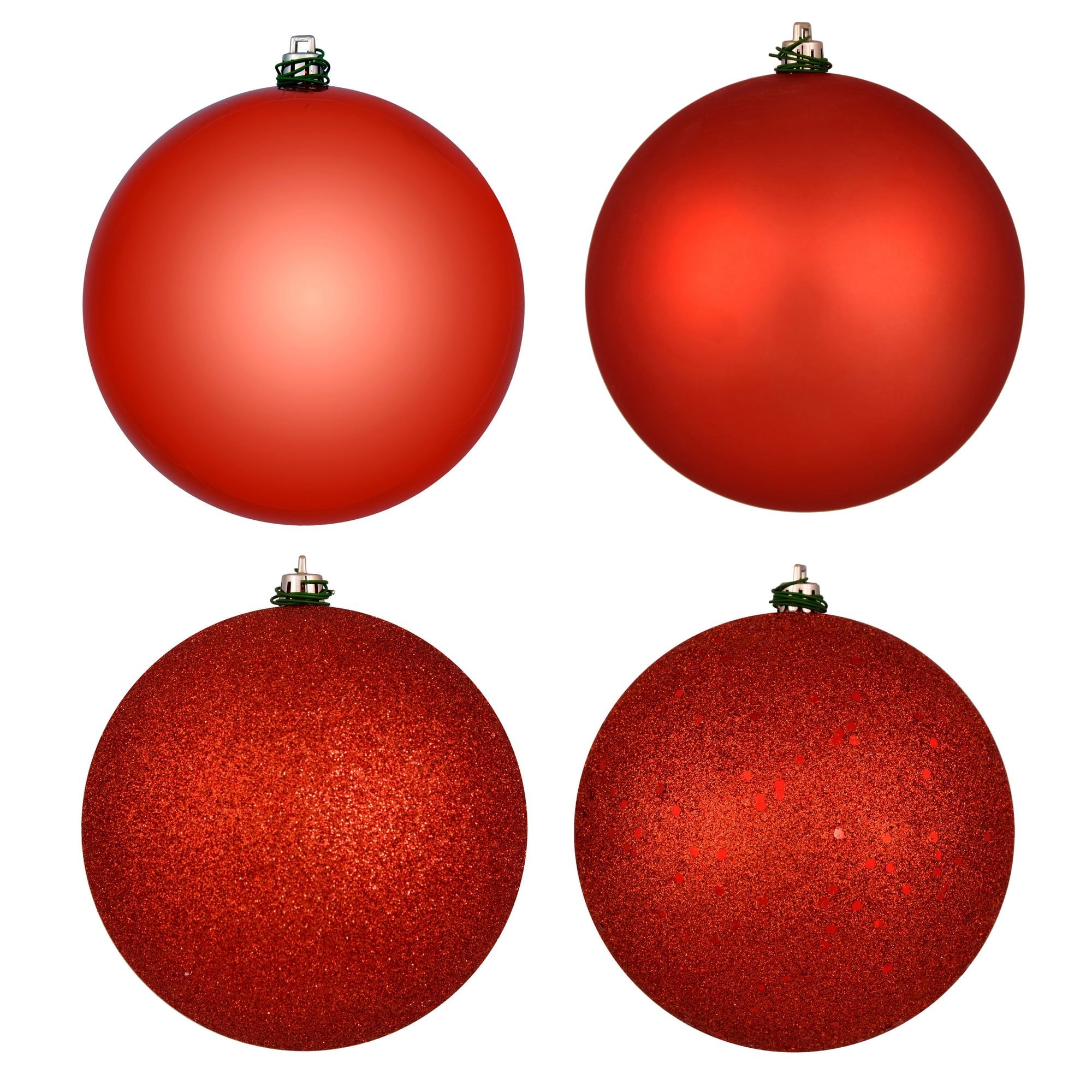 Bittersweet Red Shatterproof Plastic Holiday Ornament Set, 4-inch, 12 Pieces
