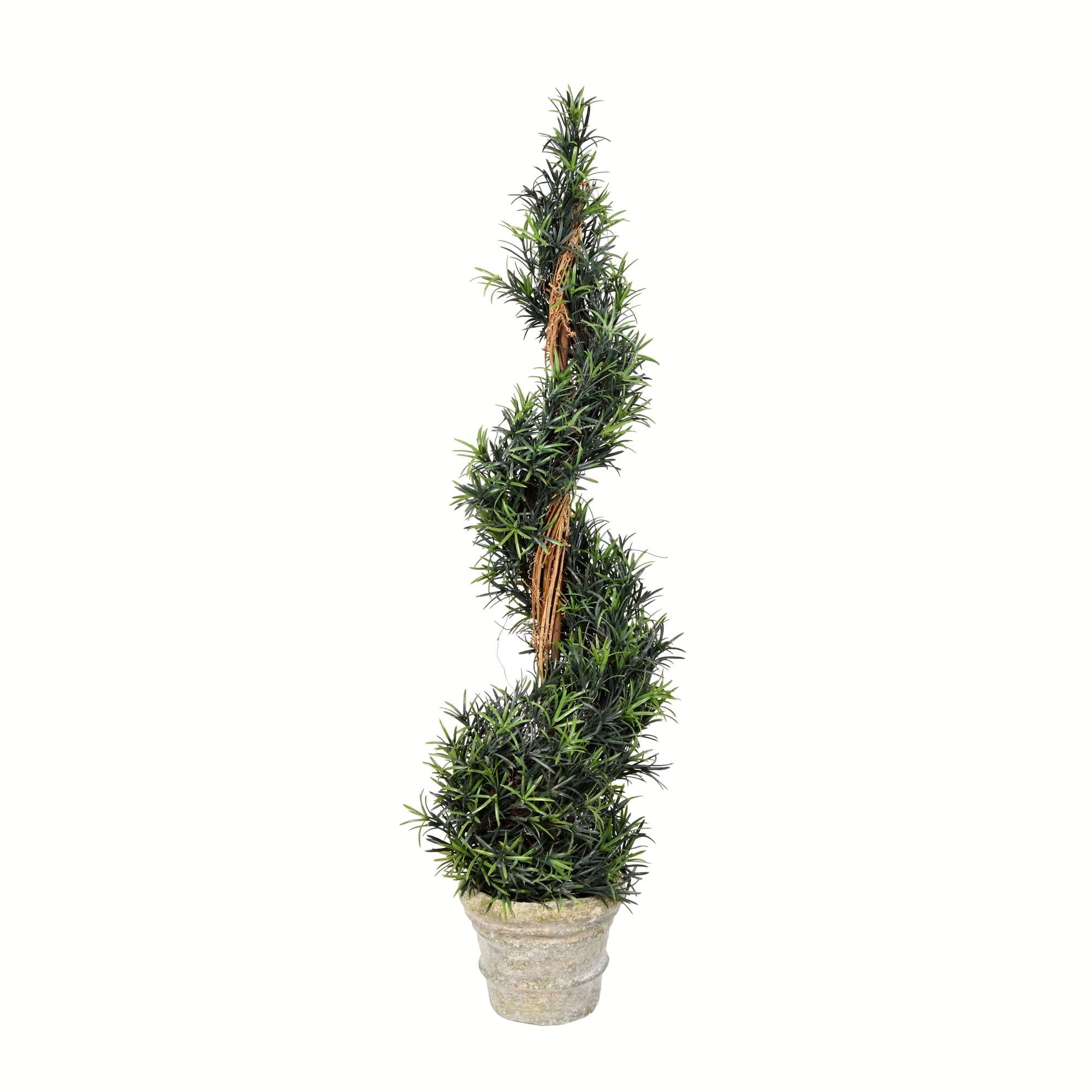 45" Green Plastic Rosemary Spiral Topiary for Desktop