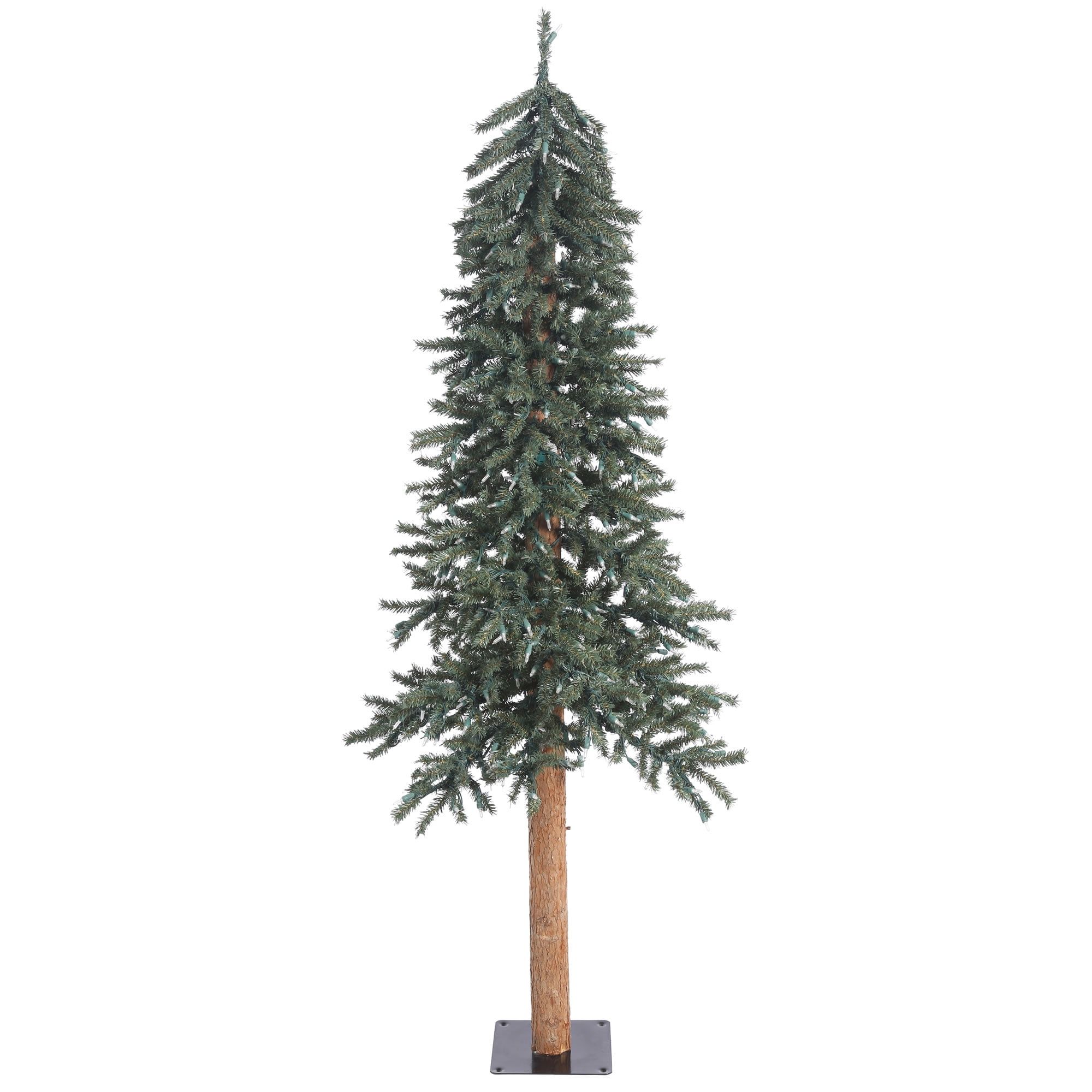 6' Green Pine Alpine Artificial Christmas Tree with Real Wood Trunk