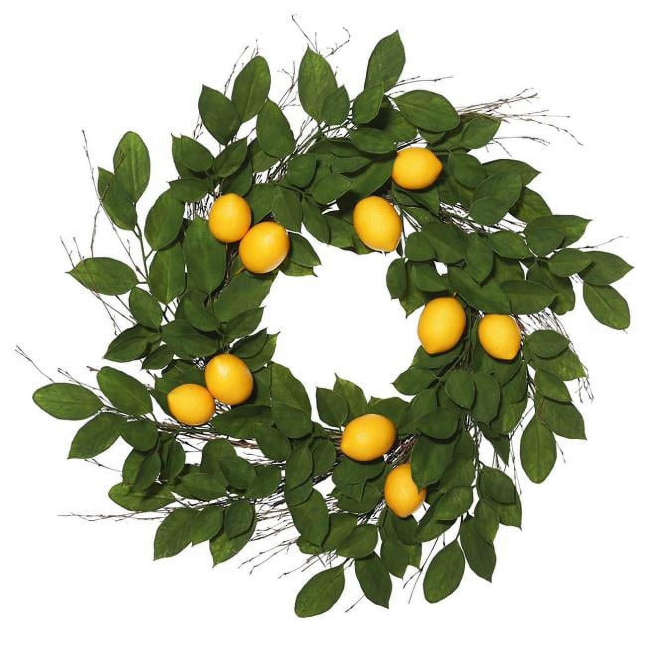 24" Green and Yellow Artificial Lemon Leaf Wreath