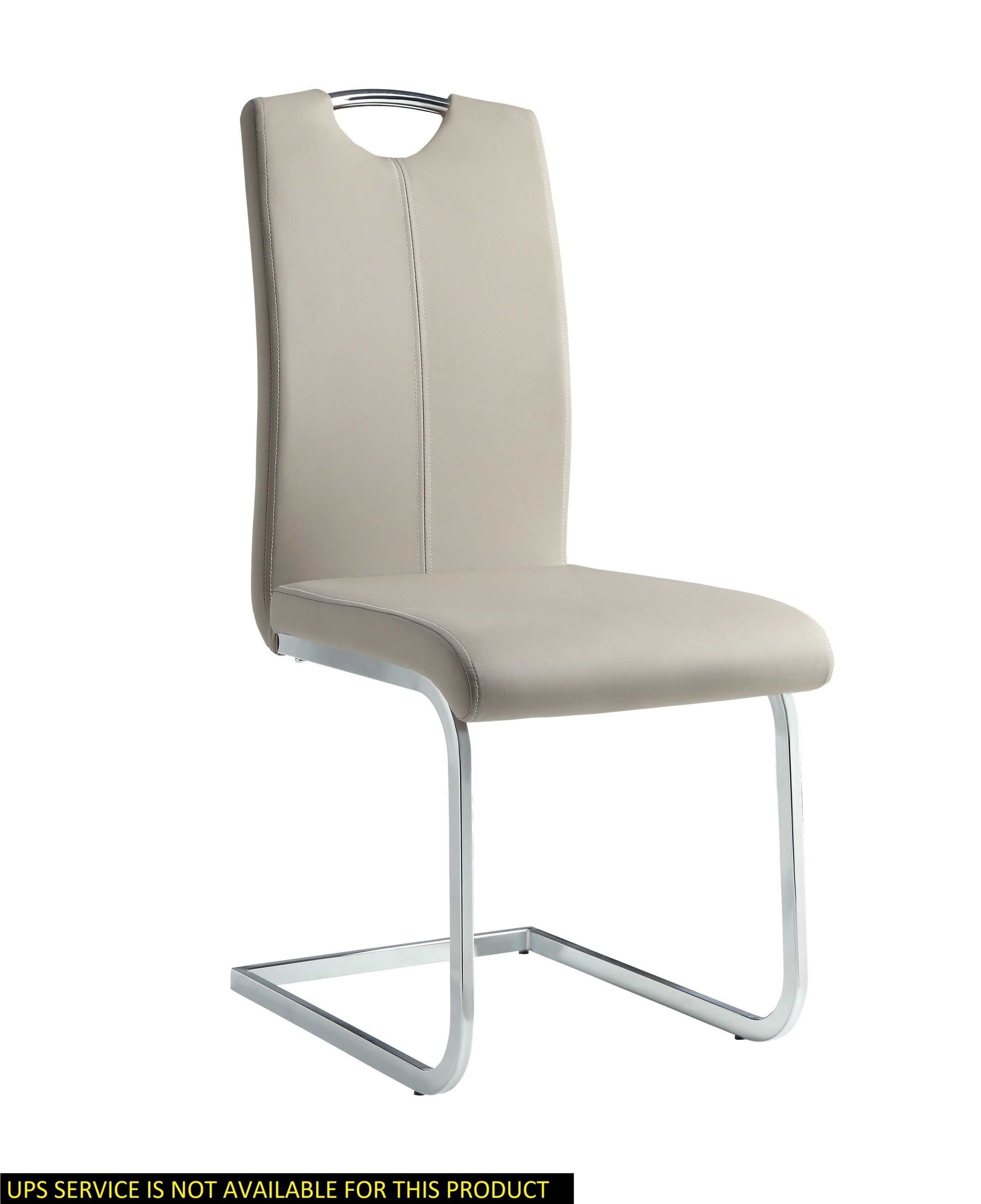 Gray Upholstered Leather Side Chair with Metal Frame