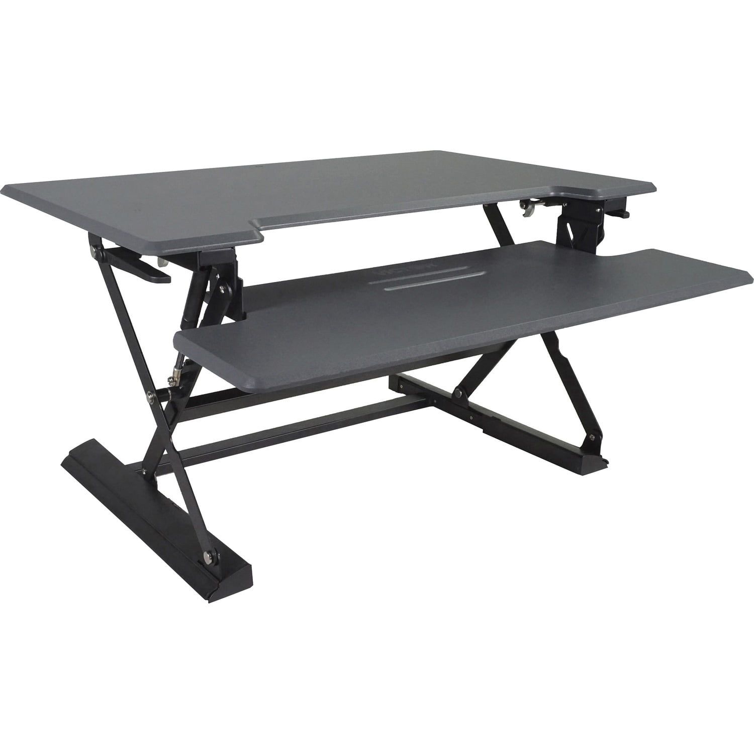 Elevate 36" Charcoal Gray & Black Wood Steel Sit-Stand Desk Converter