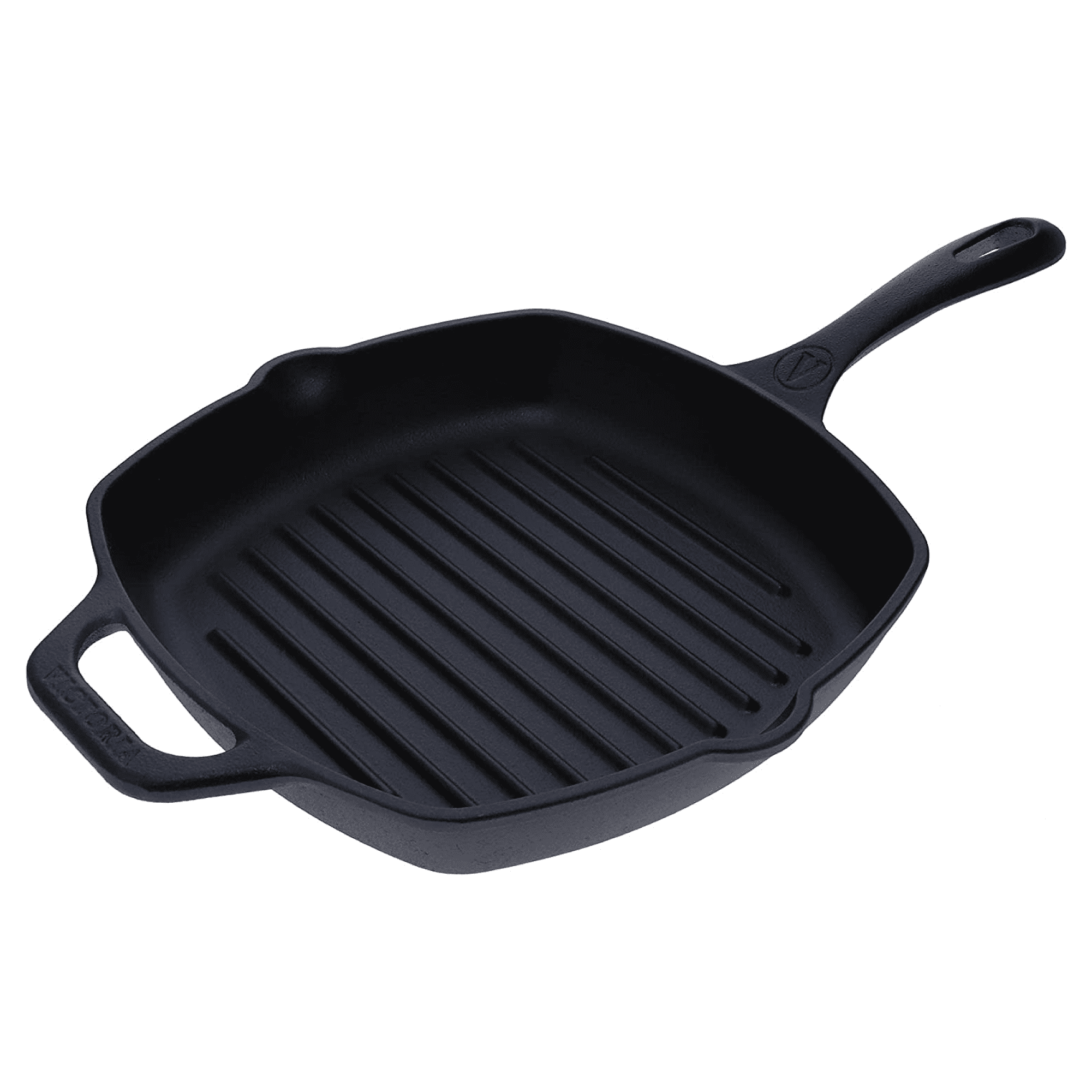 Victoria Black Cast Iron Square Grill Pan with Handle