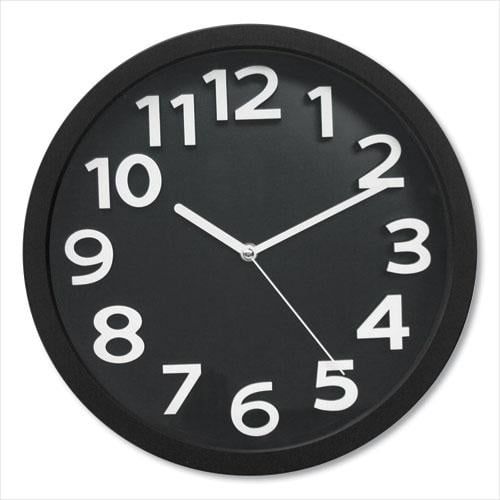 Tempus 13" Black Silent Sweep Wall Clock with Raised Numerals