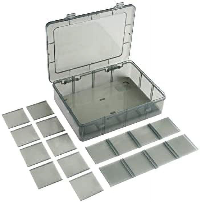 12-Grid Translucent Gray Plastic Craft Storage Box with Adjustable Dividers